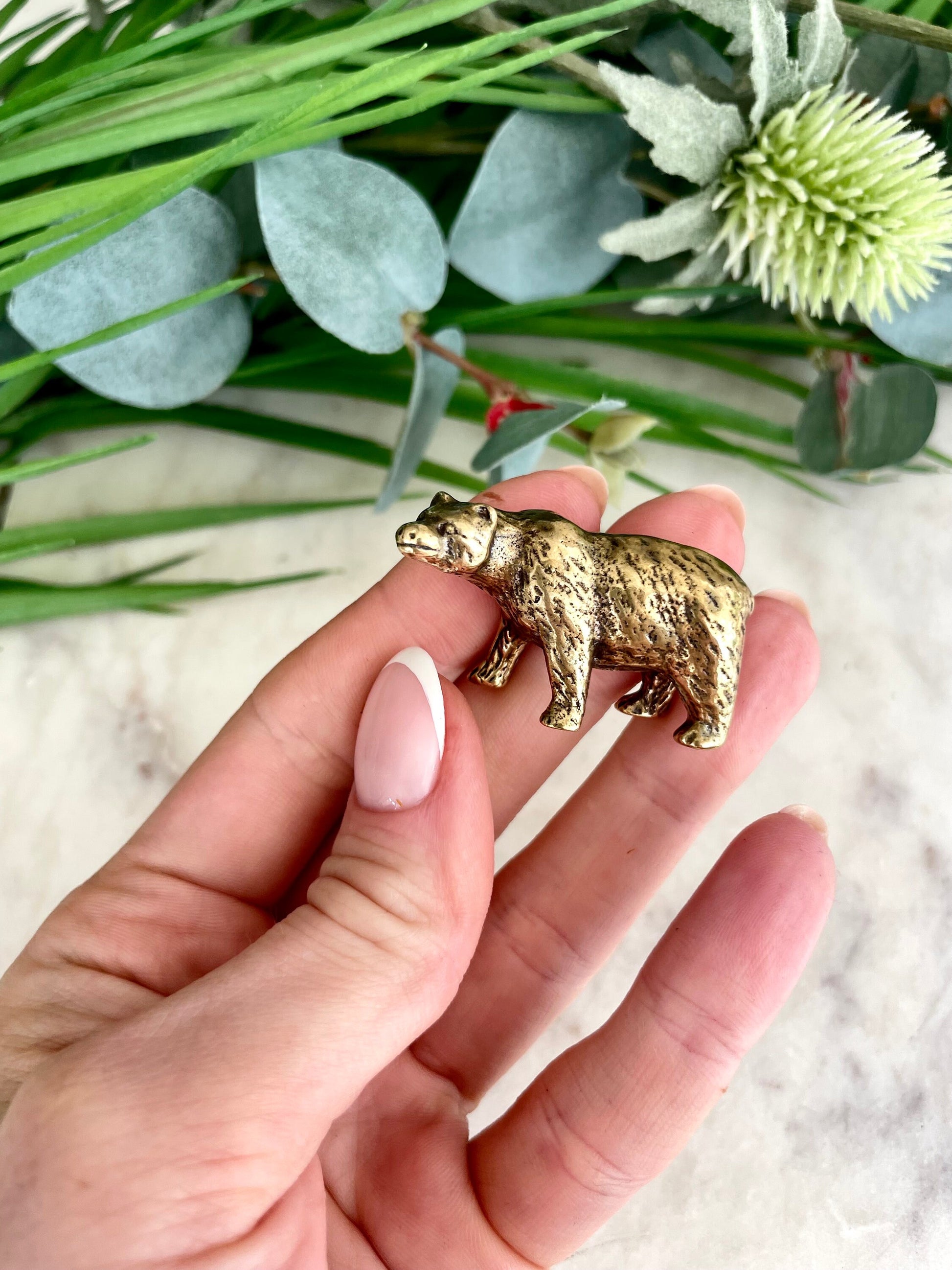 Fine workmanship brown bear ornament, Solid Brass Bear Miniature, Bear Figurine, Collectible Gift, UK Seller