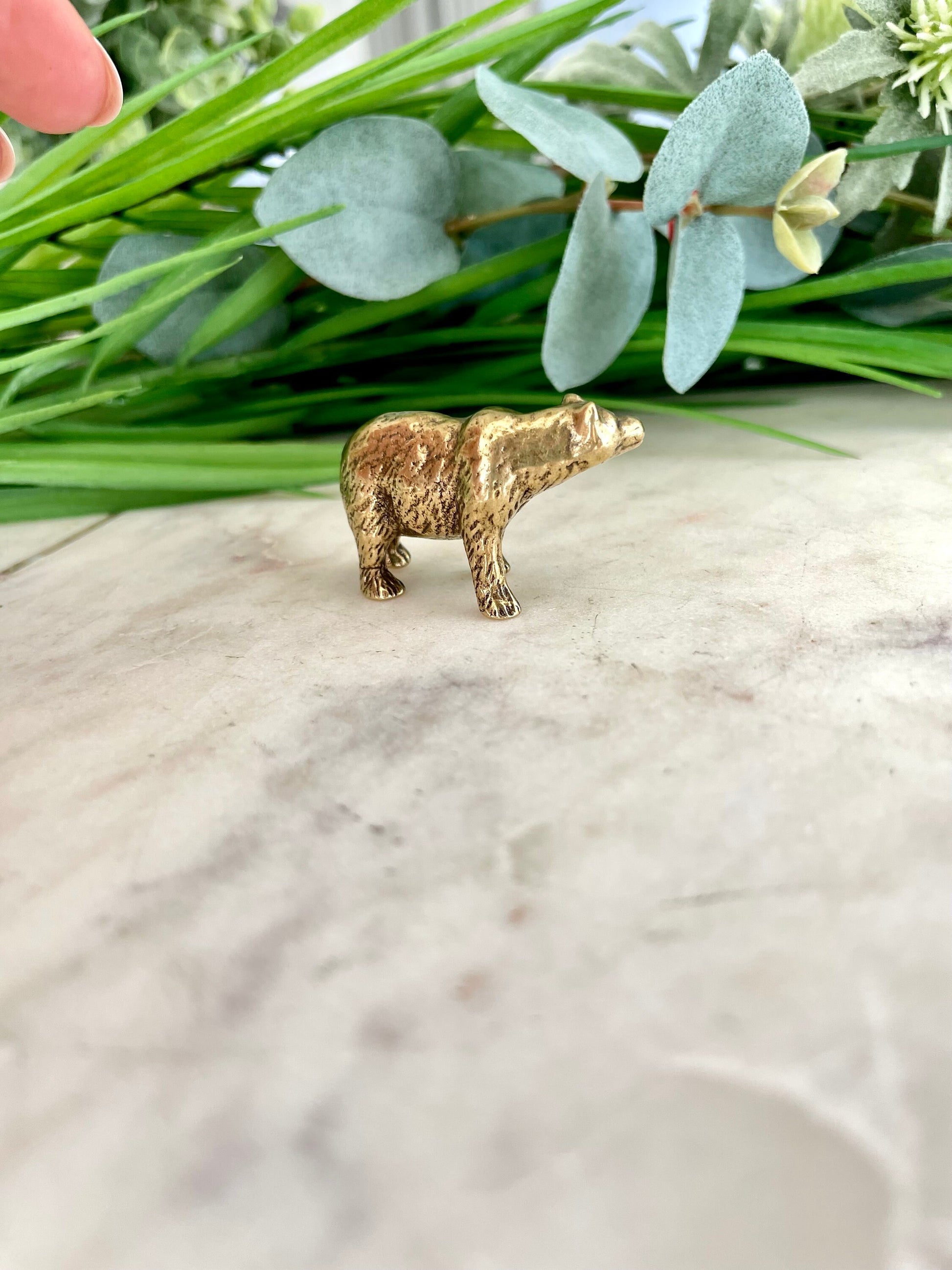 Fine workmanship brown bear ornament, Solid Brass Bear Miniature, Bear Figurine, Collectible Gift, UK Seller