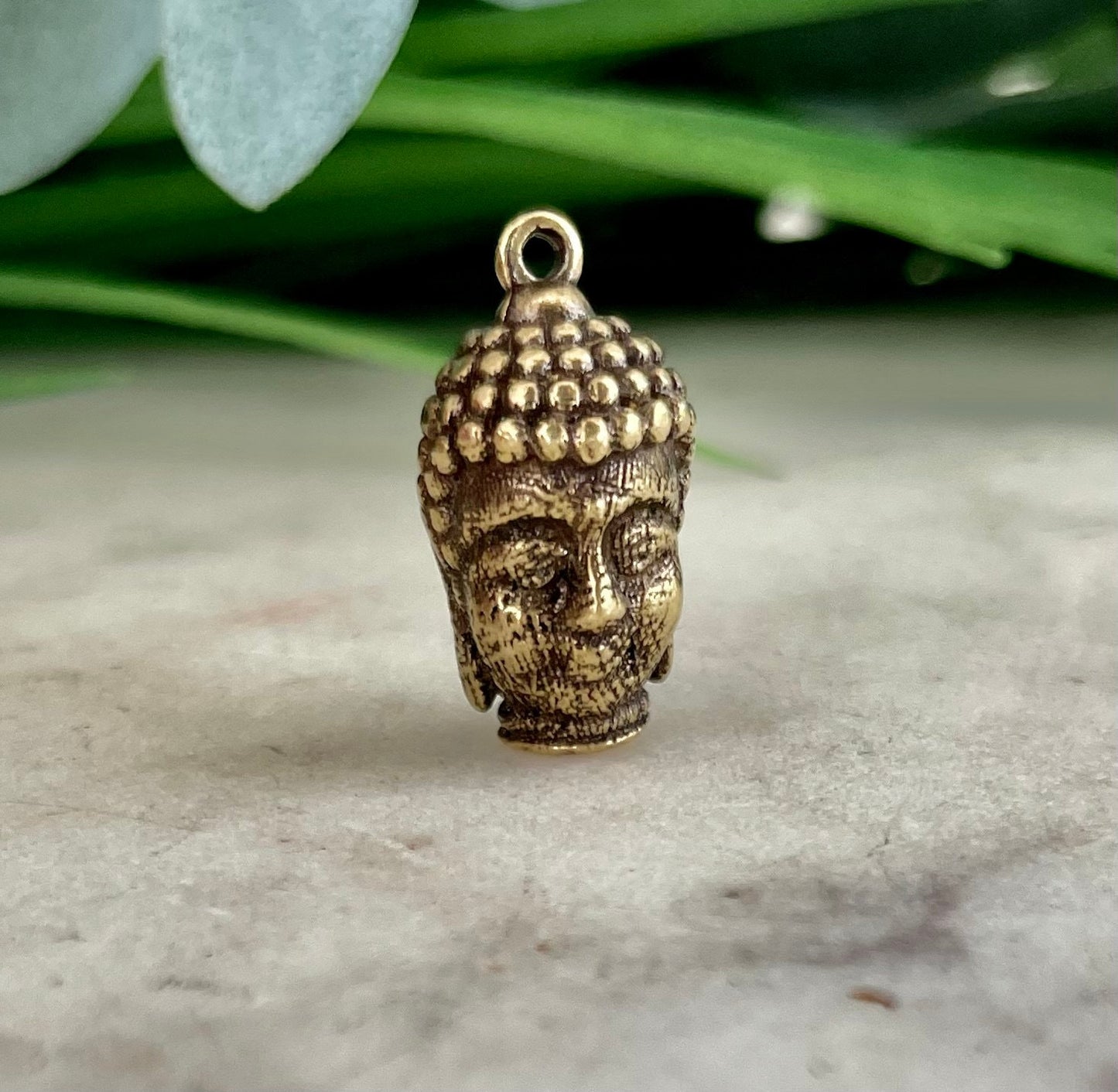 Solid brass Buddha Charm, Tibetan Jewellery, Bronze Buddha Face, Buddha Pendant, Bronze Ethnic Beads, Bali Jewelry, Yoga Pendant
