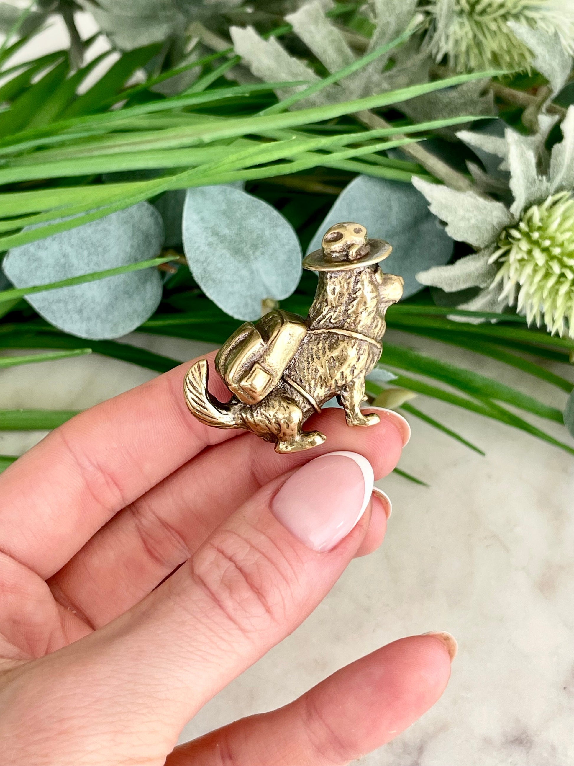 Solid brass Canine companion figurine, Adventurous Shiba Inu metal miniature, the best friend dog gift, Exploit friend desktop ornament
