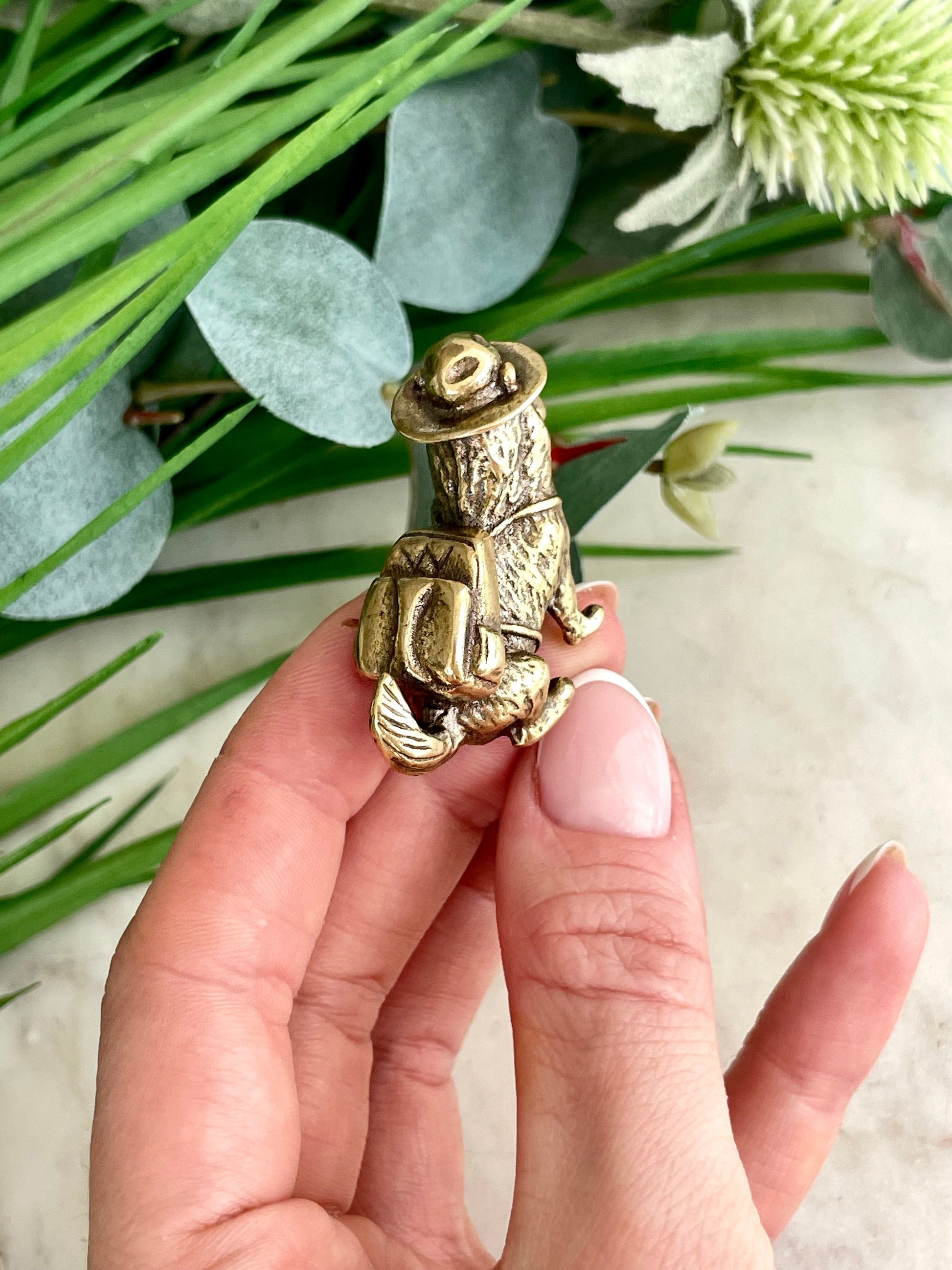 Solid brass Canine companion figurine, Adventurous Shiba Inu metal miniature, the best friend dog gift, Exploit friend desktop ornament