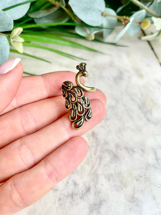 Solid Brass Bird of paradise adjustable Ring, Peacock ring, peacock’s tail jewellery