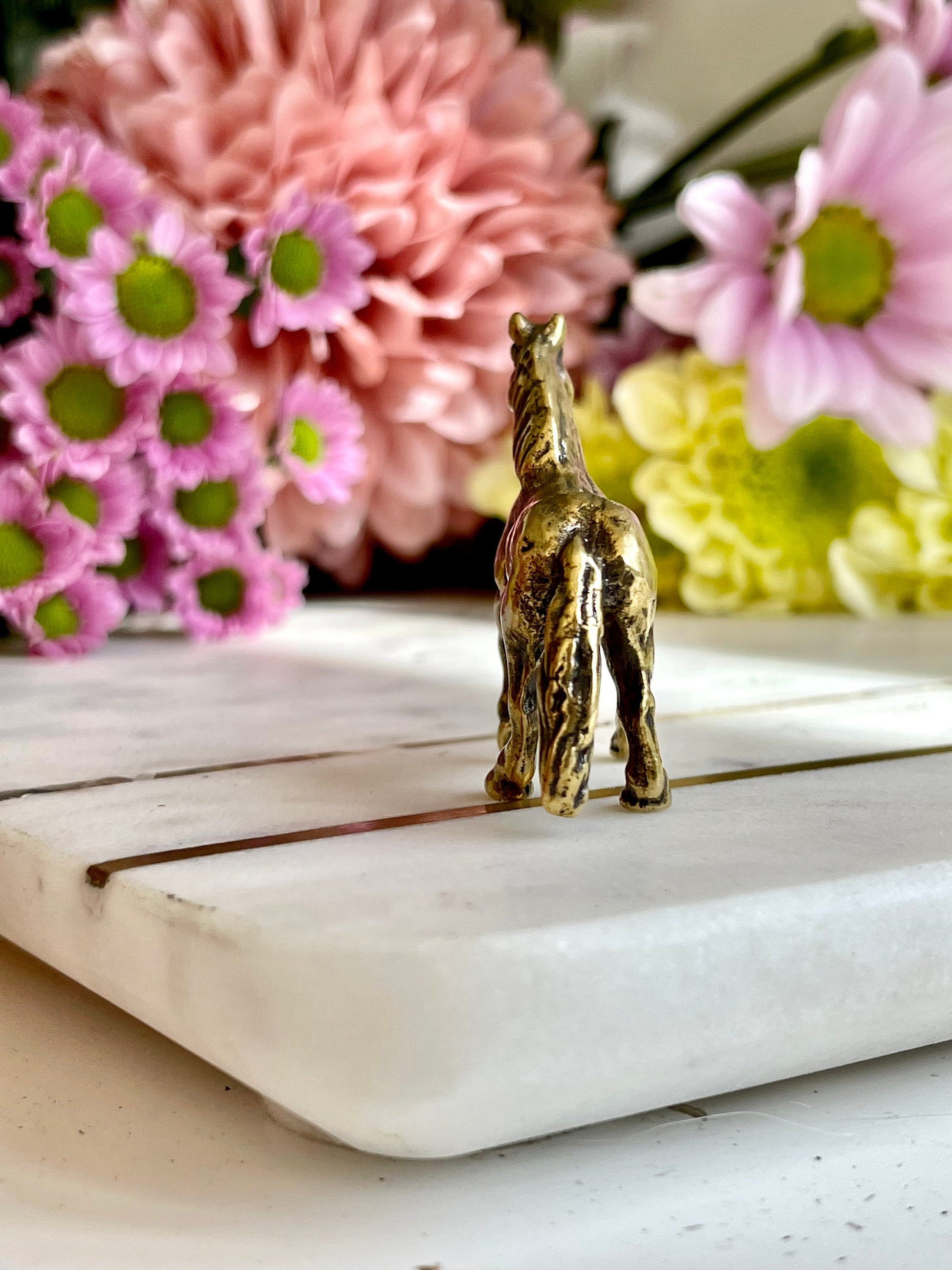 Fine lifelike solid brass horse figurine, Cute pony, Beautiful horse ornament, mustang statuette, cute little pony, brass pony