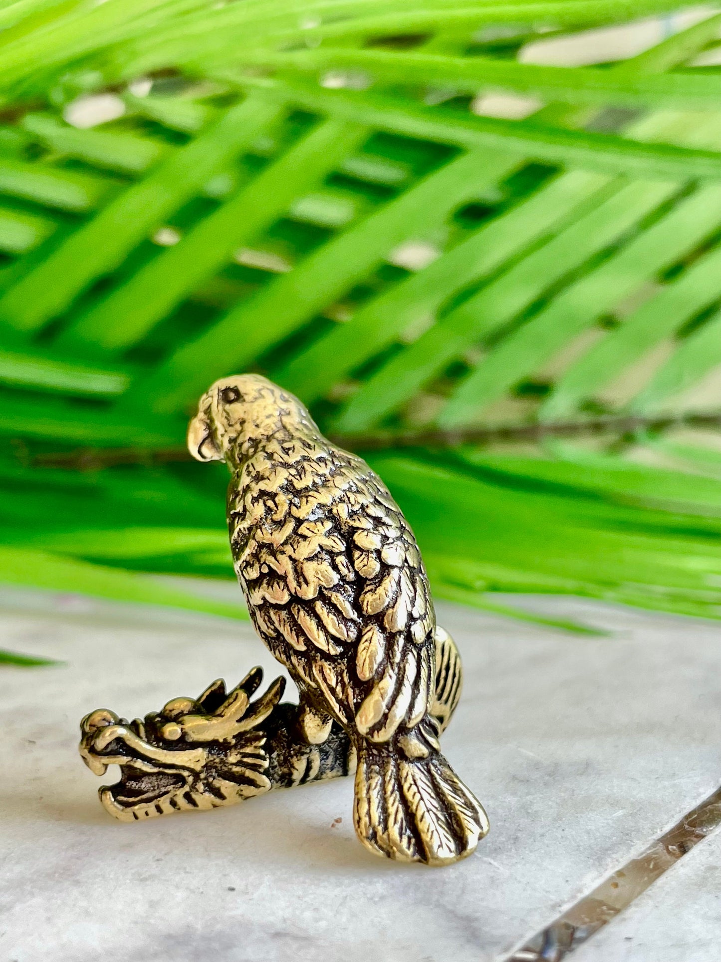 Congo African grey parrot figurine, lifelike fine solid brass Jaco sculpture, Conure Parrot decor, gift for bird lovers