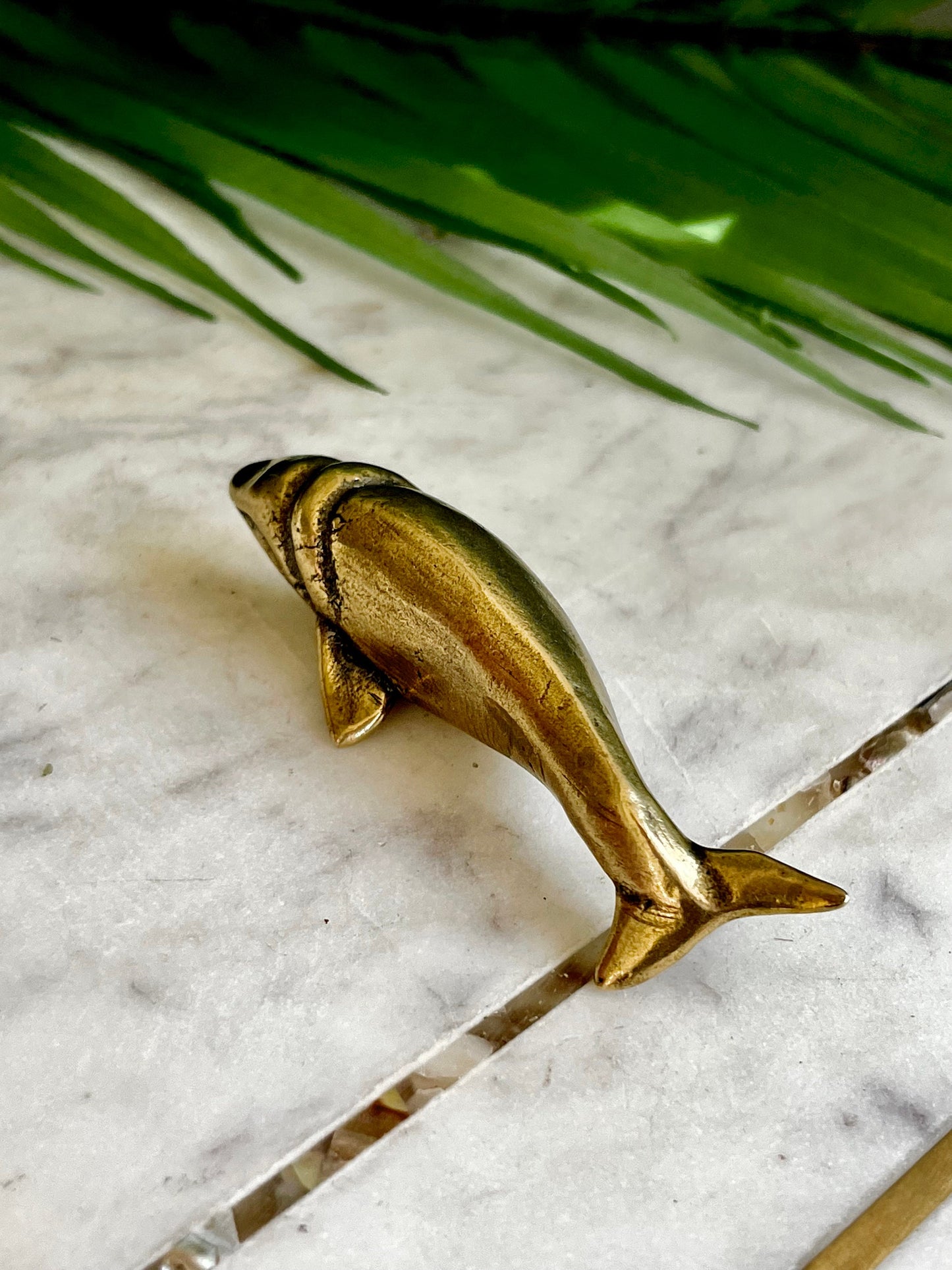 Lifelike solid brass sculptures White whale figurine, metal sea creatures, paperweight metal figurine, beluga statuette