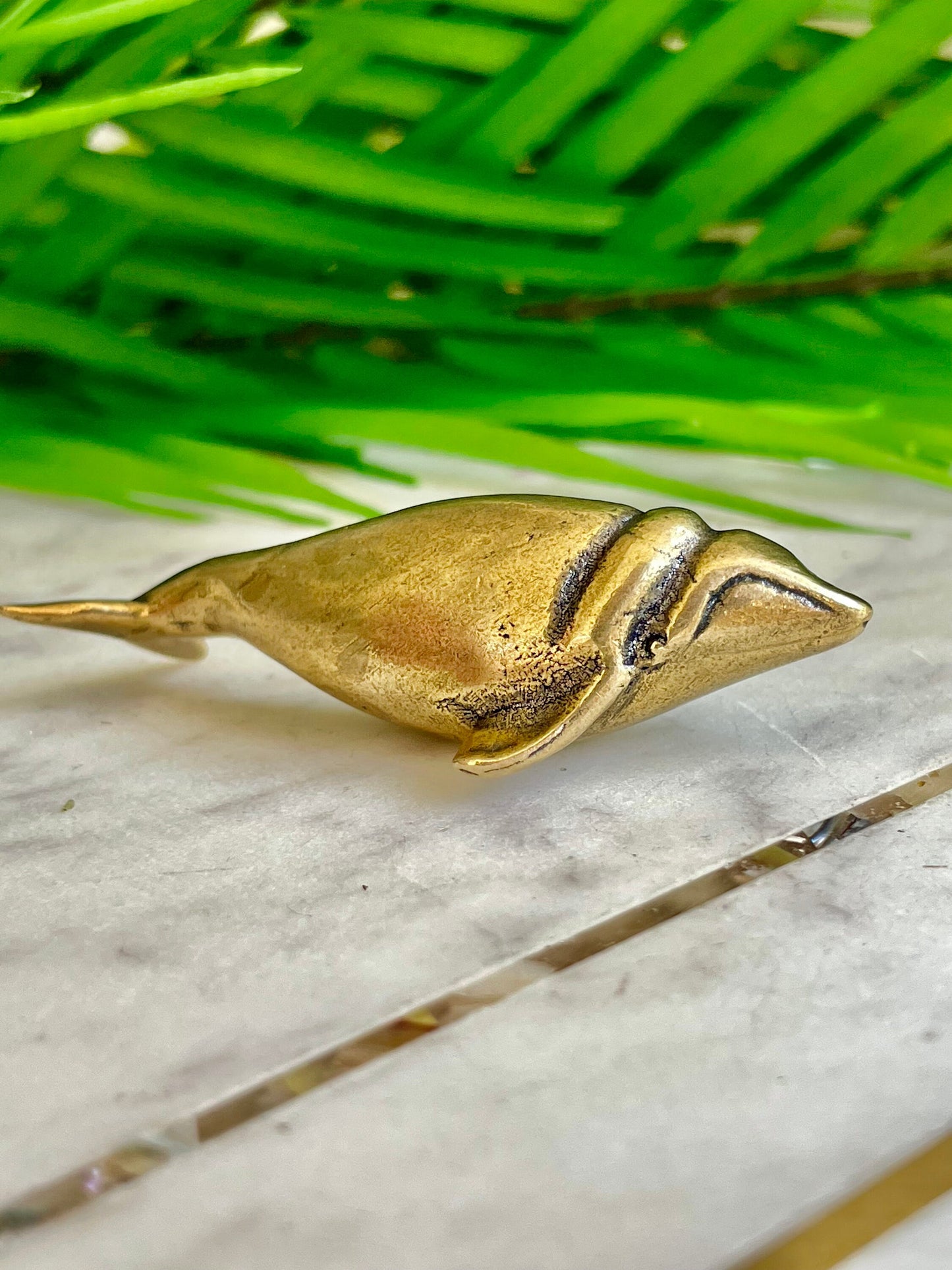 Lifelike solid brass sculptures White whale figurine, metal sea creatures, paperweight metal figurine, beluga statuette