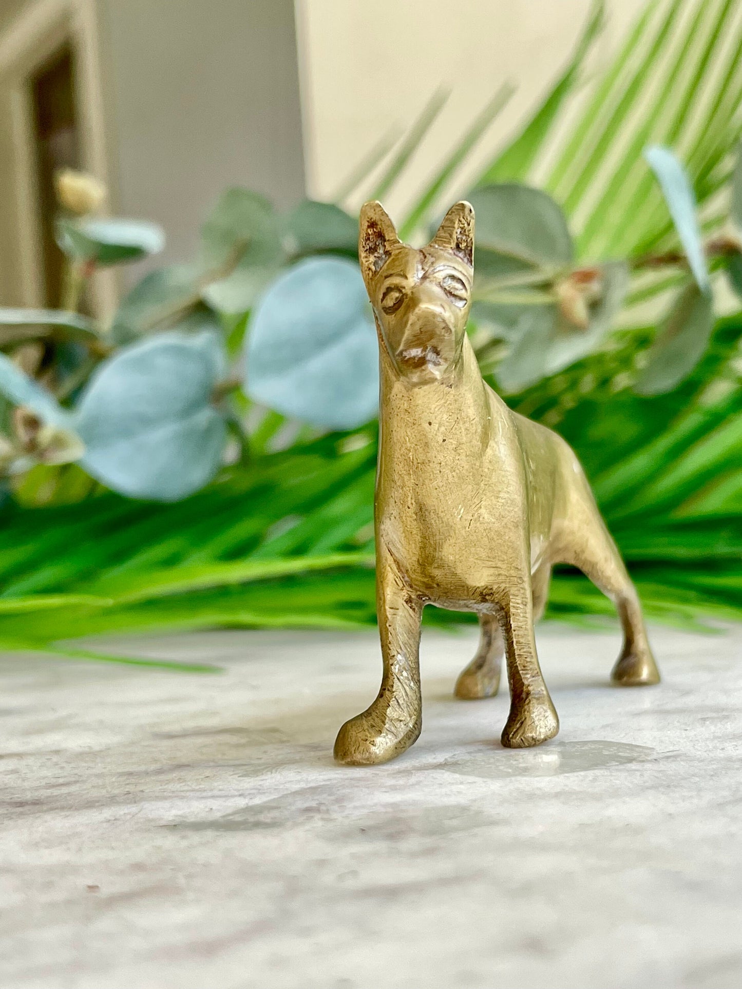 Vintage Brass German Shepherd Figurine Solid Brass Dog
