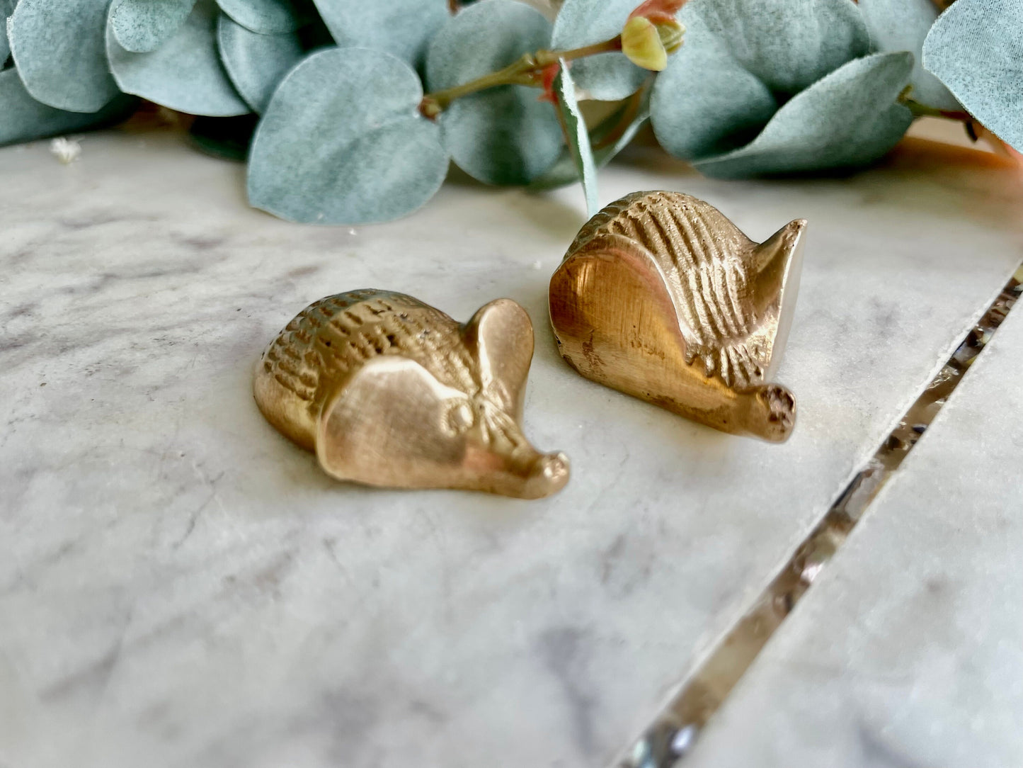 Vintage Solid Brass Mouse Family Miniatures