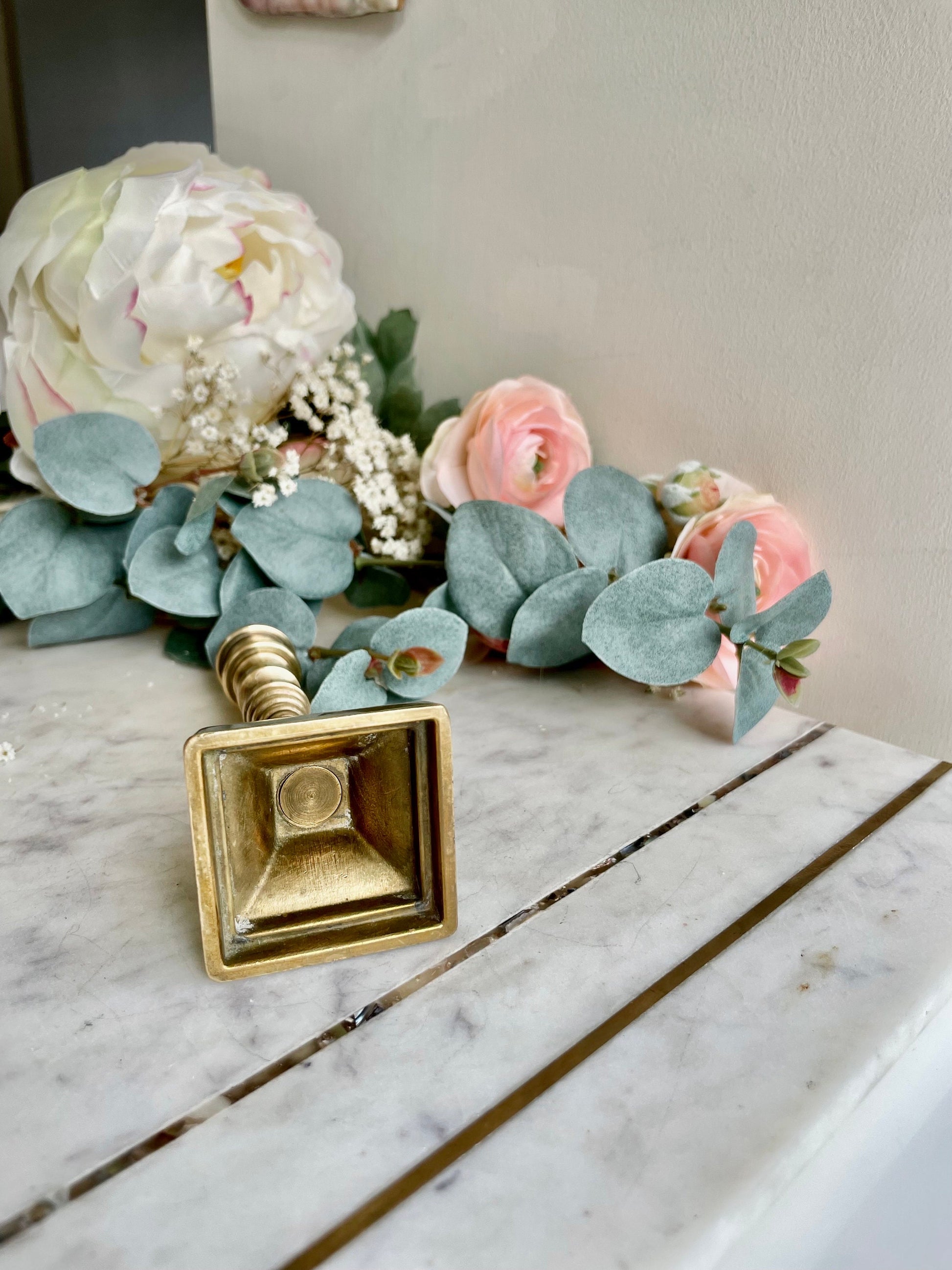 Set of three Vintage Solid brass candle holders Made in England, Antique brass candleholder