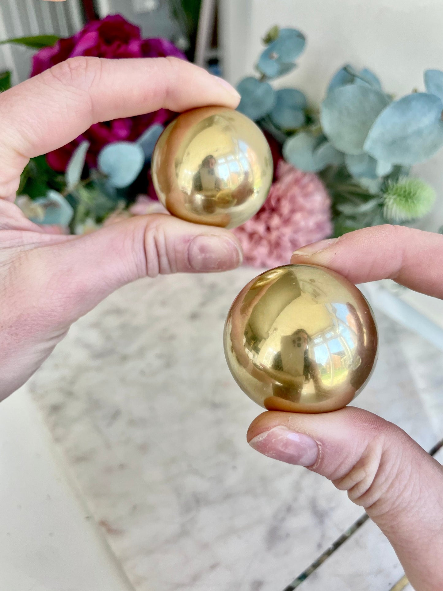Solid brass two handballs, Metal Stress ball, hands fitness balls, Great Fidget, Stress relief