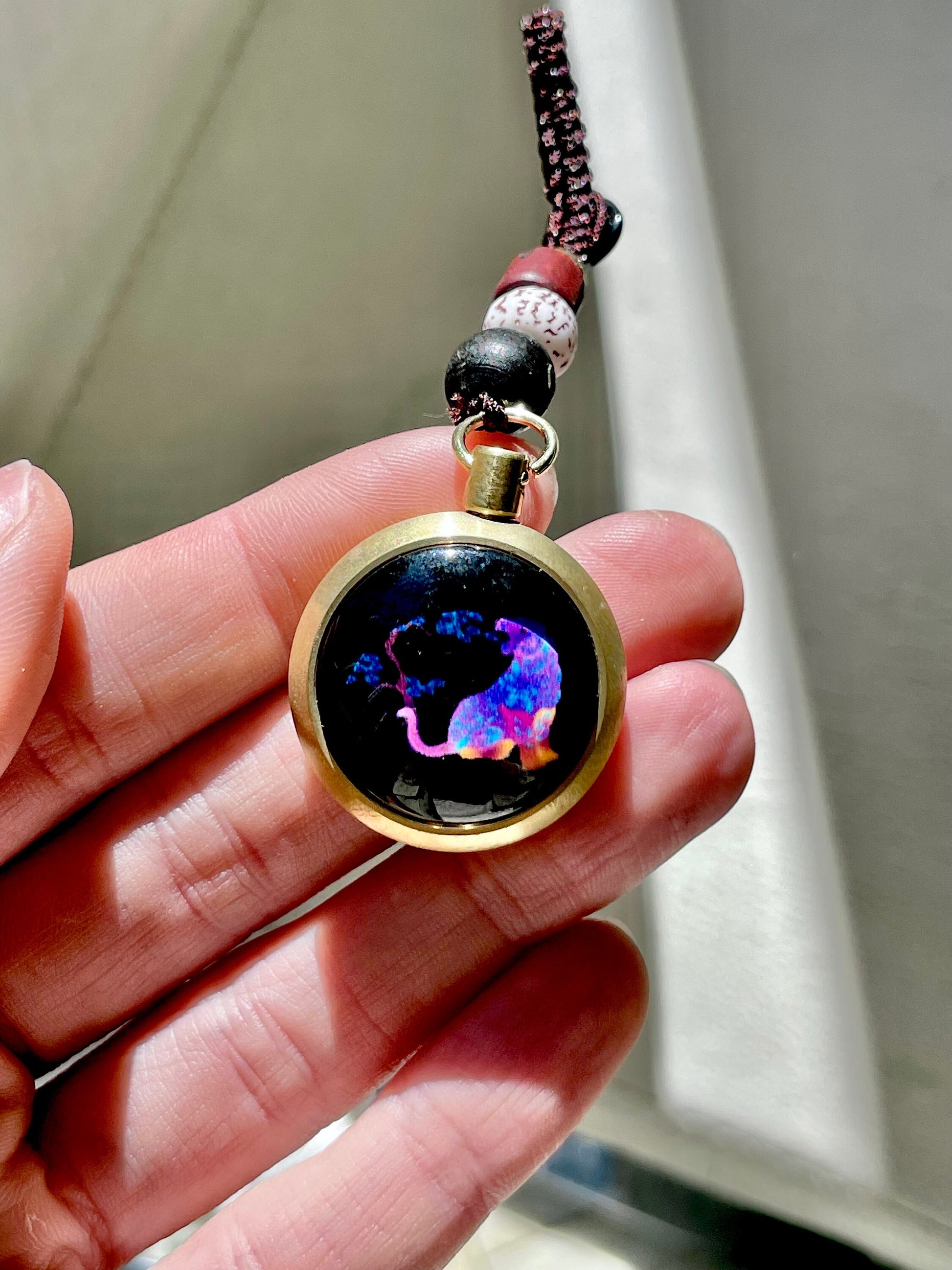 Luminous Brass and Lampwork Twelve Zodiac Turning Pendant keychain , Glow in the Dark, Good Luck Hand-woven Rope Chinese Horoscope Ornament