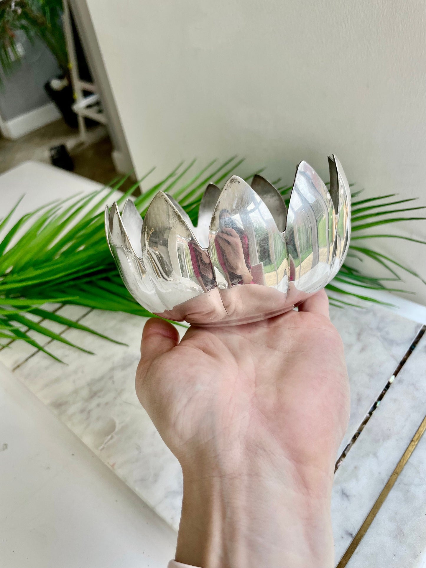 Reed & Bartons Silver Plated Water Lily Centerpiece Flower Candy Dish Home Decor