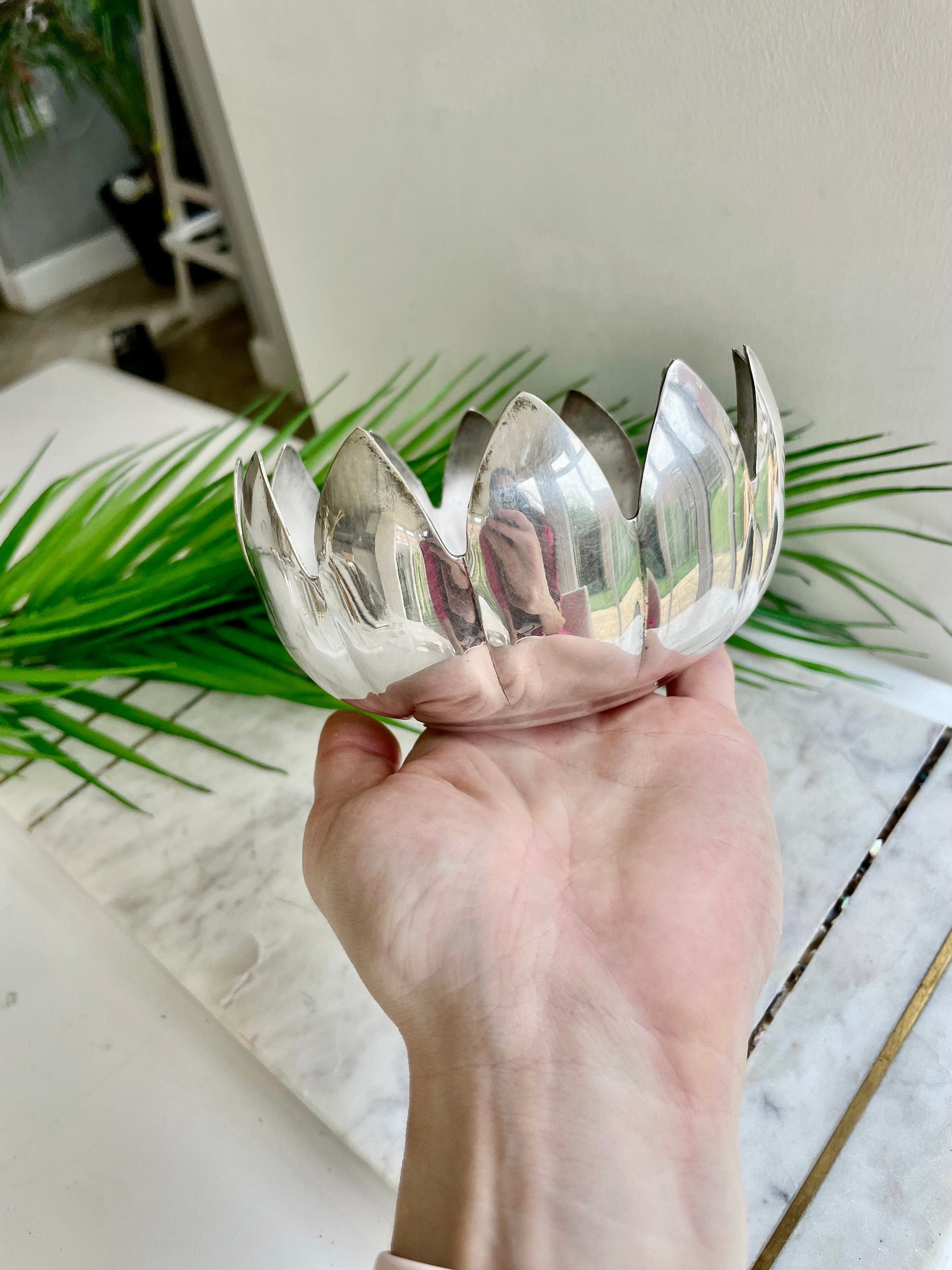 Reed & Bartons Silver Plated Water Lily Centerpiece Flower Candy Dish Home Decor