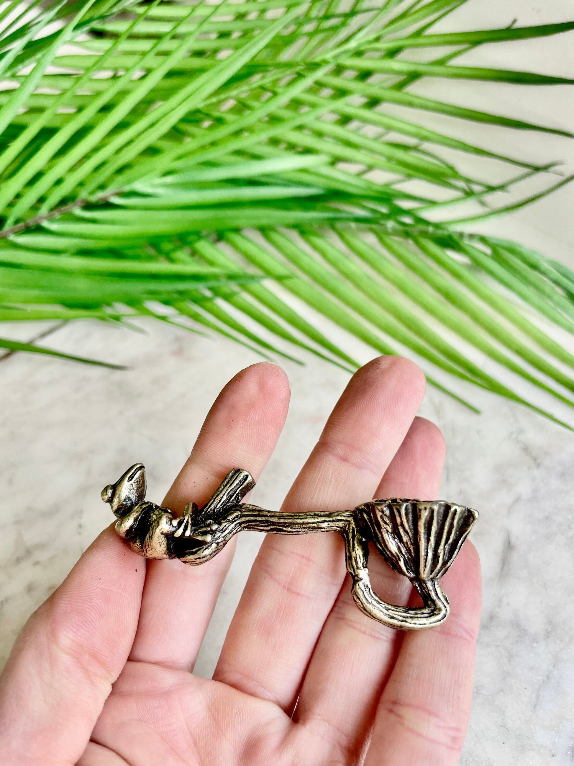Sold brass Frog resting on Lotus Figurines, Frog Miniatures, Frog pen rest Incense Holder Burner