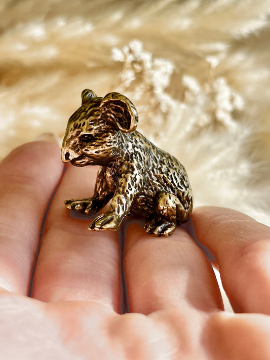 Solid brass Cute Baby Koala Bear Miniature, Australia Habitat ornament, Adorable Koala metal gift