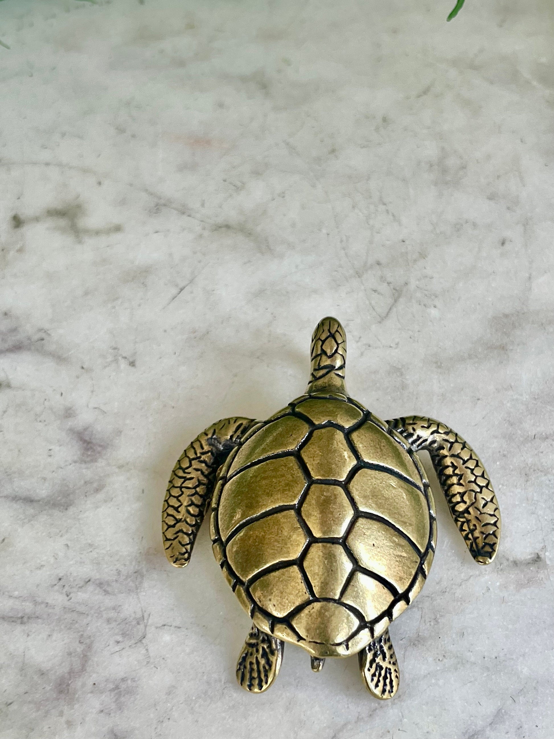 Solid brass Fine turtle charm, Feng Shui keychain, solid Brass tortoise Statue, Lifelike sea turtle Decoration