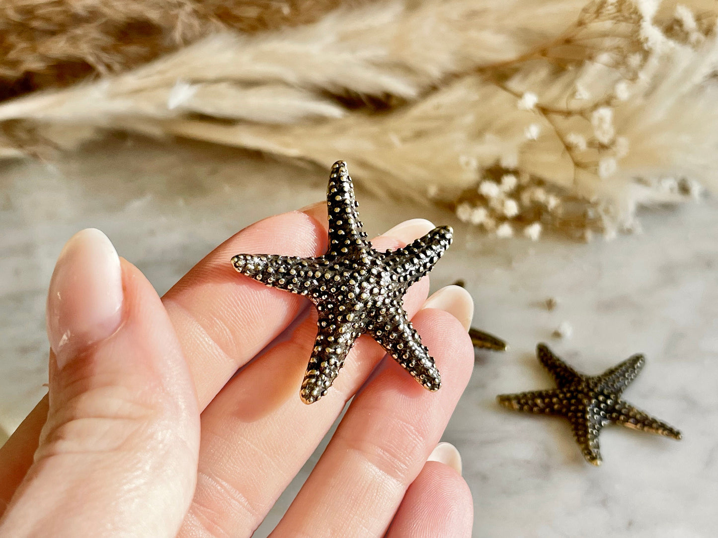 Charming Solid Brass Starfish Miniature, Little Starfish Collectibles, Sea Creatures Starfish ornament