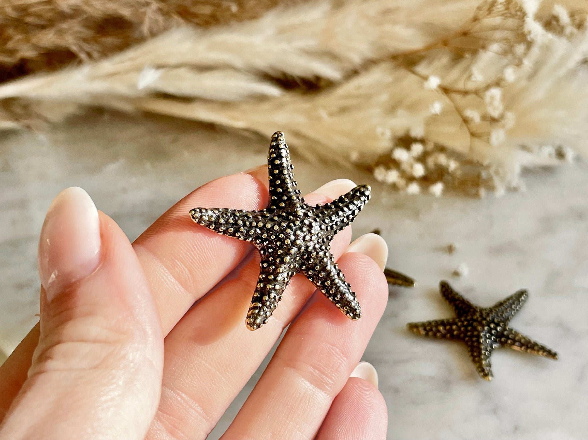 Charming Solid Brass Starfish Miniature, Little Starfish Collectibles, Sea Creatures Starfish ornament