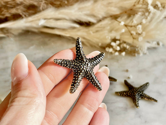 Charming Solid Brass Starfish Miniature, Little Starfish Collectibles, Sea Creatures Starfish ornament