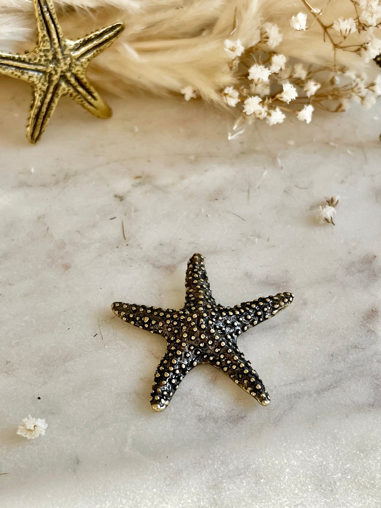 Charming Solid Brass Starfish Miniature, Little Starfish Collectibles, Sea Creatures Starfish ornament