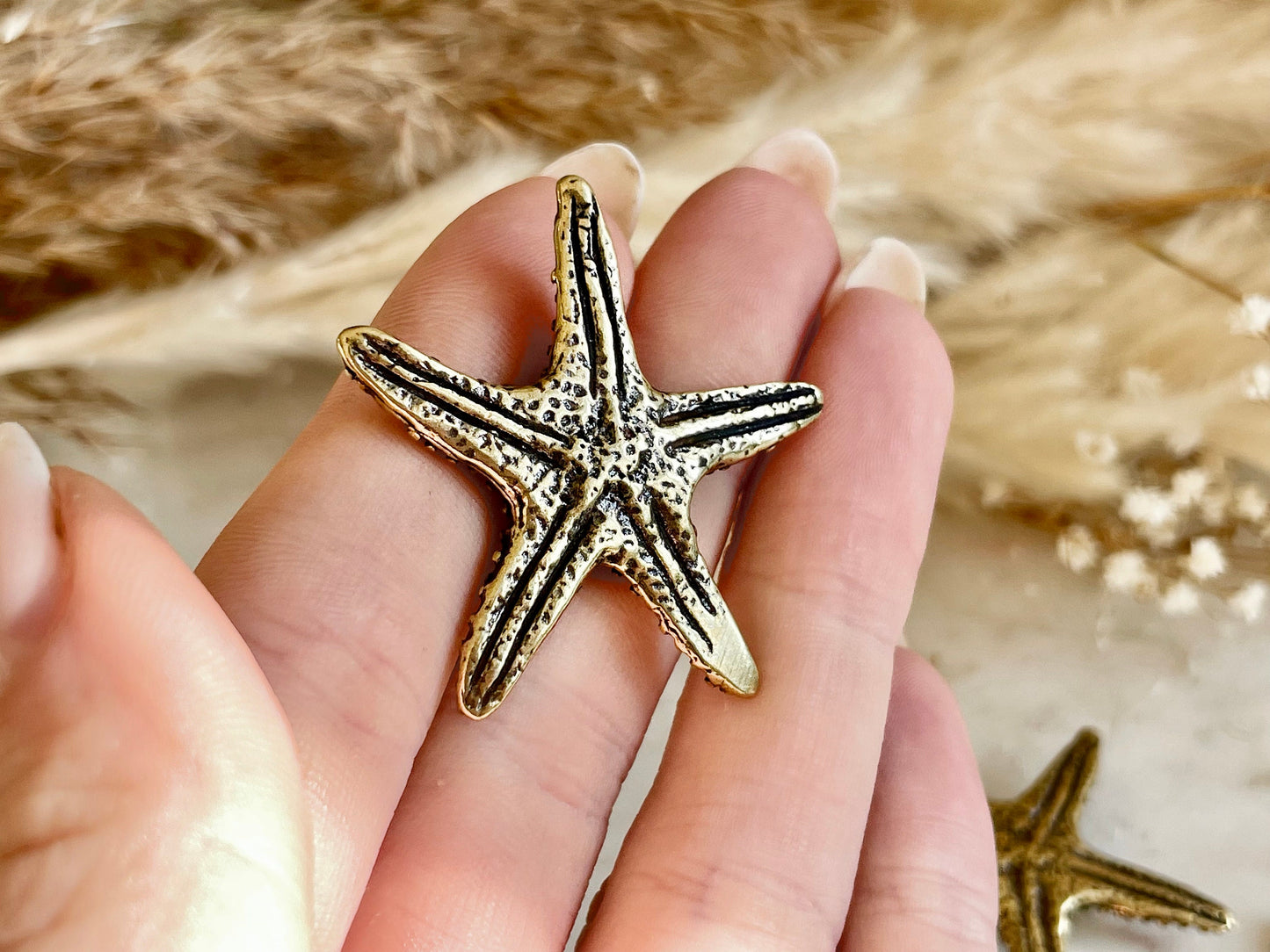 Charming Solid Brass Starfish Miniature, Little Starfish Collectibles, Sea Creatures Starfish ornament