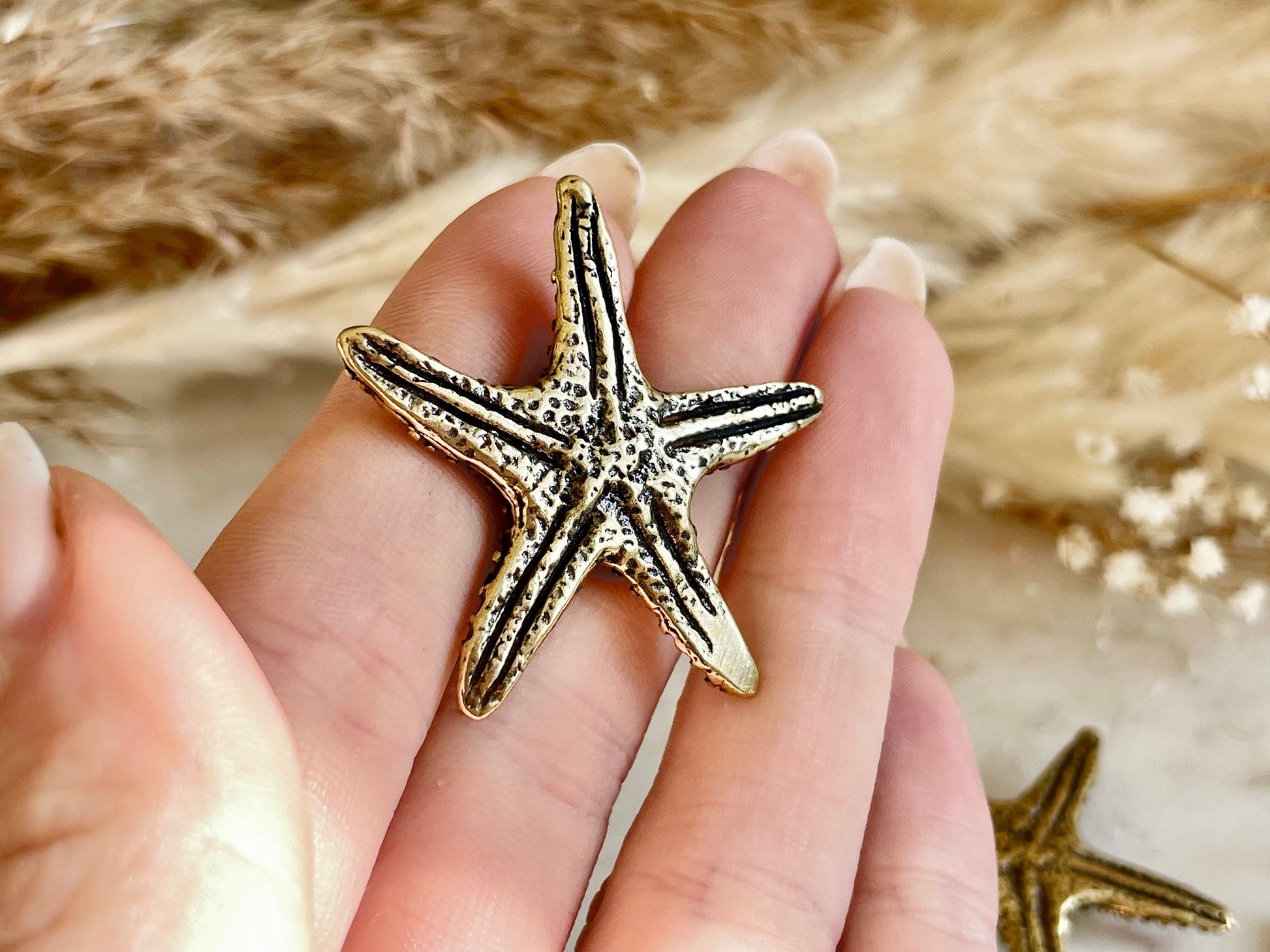 Charming Solid Brass Starfish Miniature, Little Starfish Collectibles, Sea Creatures Starfish ornament