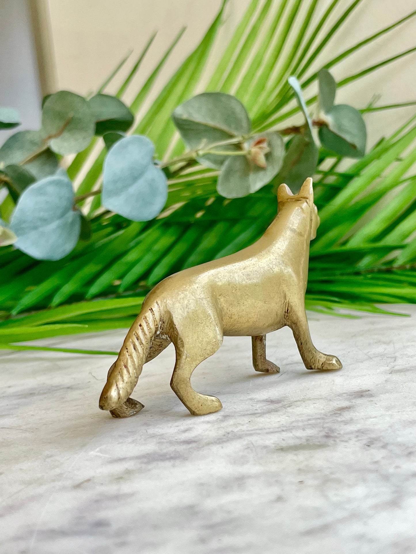 Vintage Brass German Shepherd Figurine Solid Brass Dog