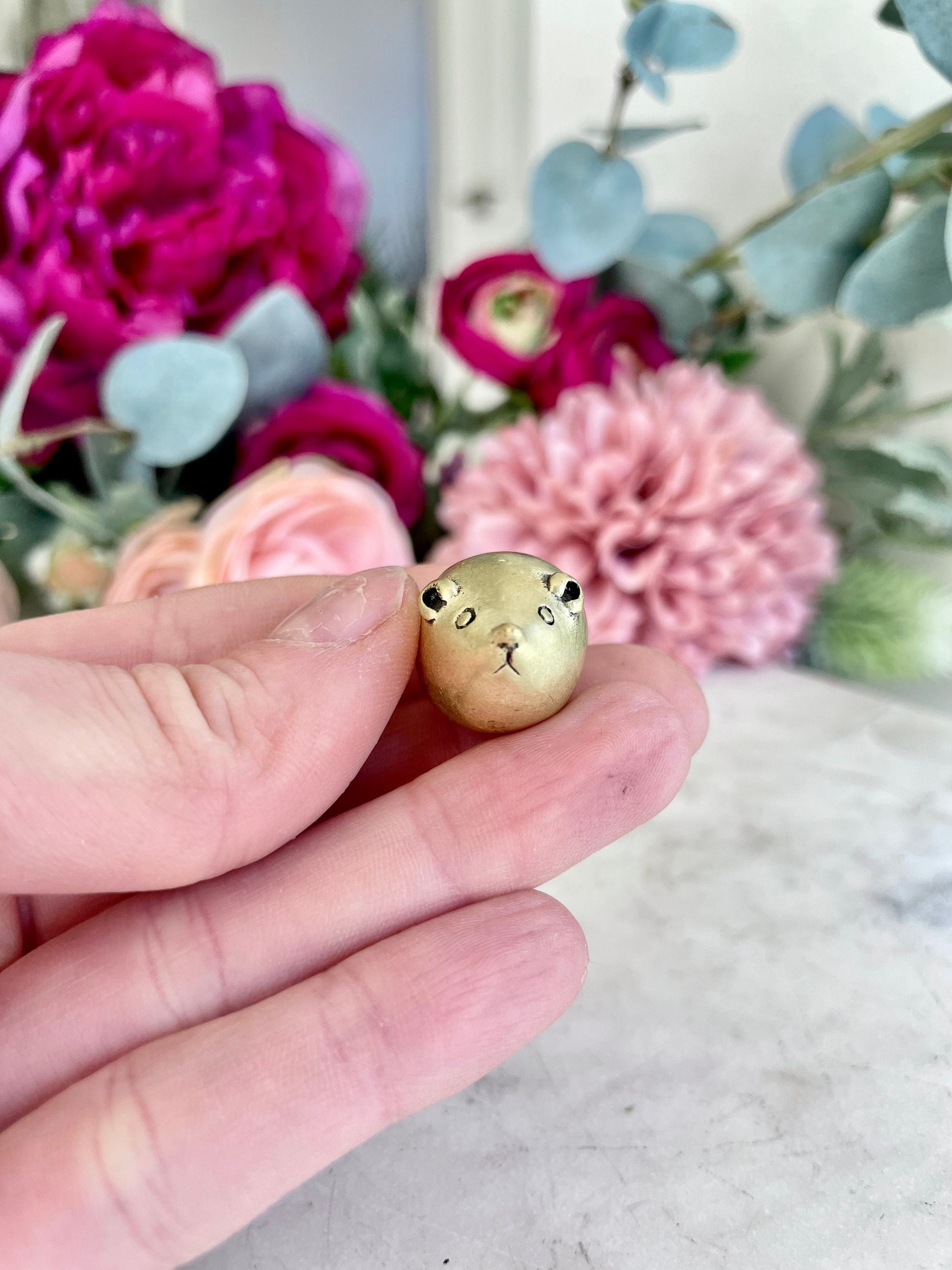 Cool style Solid Brass Cute Fat Little Mouse Figurine, Round Rat Sculpture, Adorable tiny mouse miniature