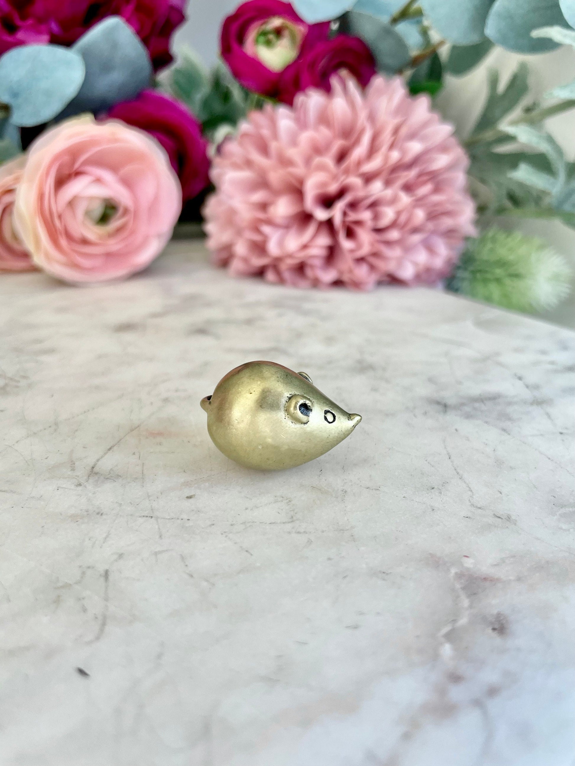 Cool style Solid Brass Cute Fat Little Mouse Figurine, Round Rat Sculpture, Adorable tiny mouse miniature