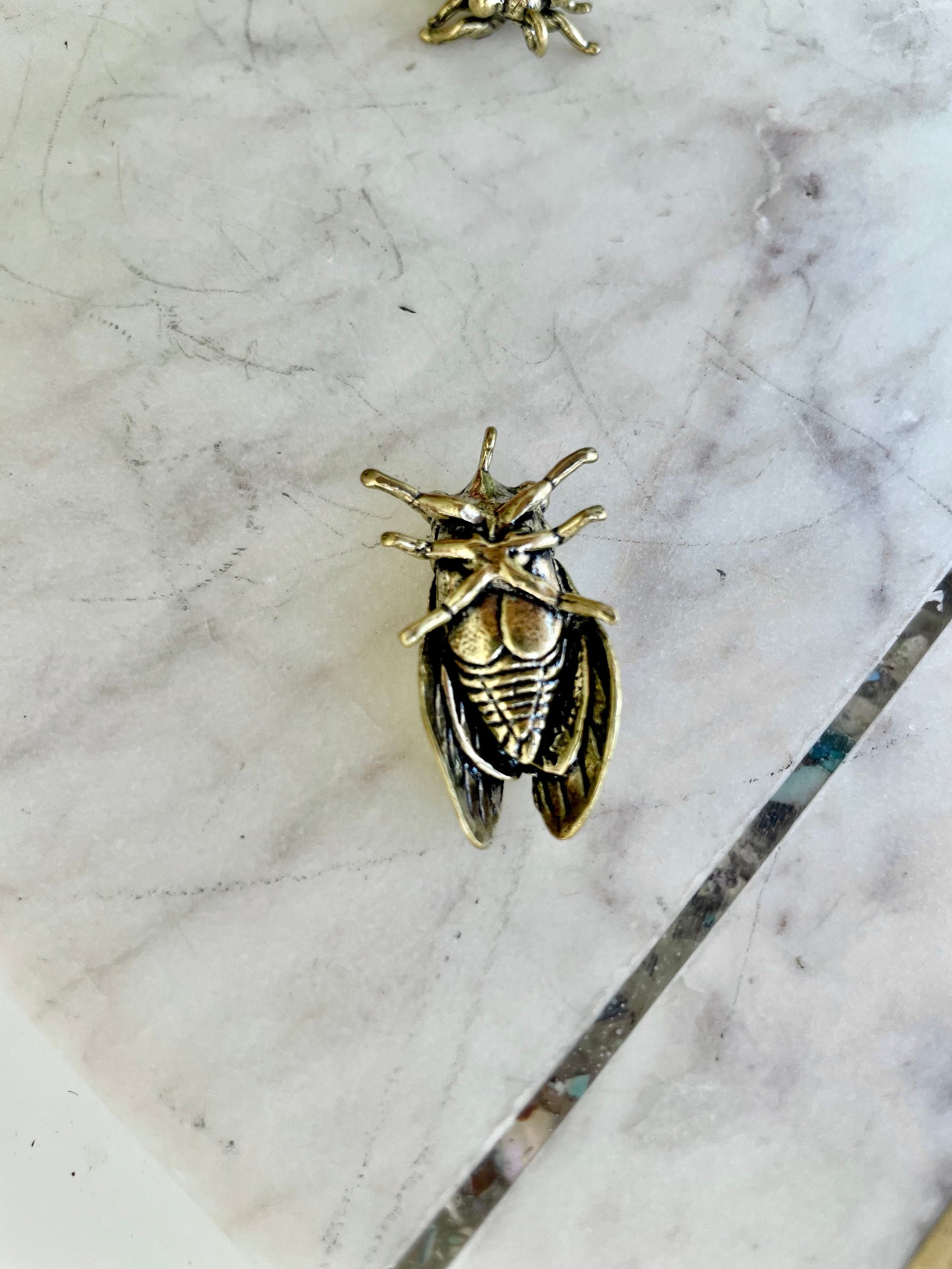 Cicada Pendant Charms, Fly Brass Necklace, realistic insects keyring