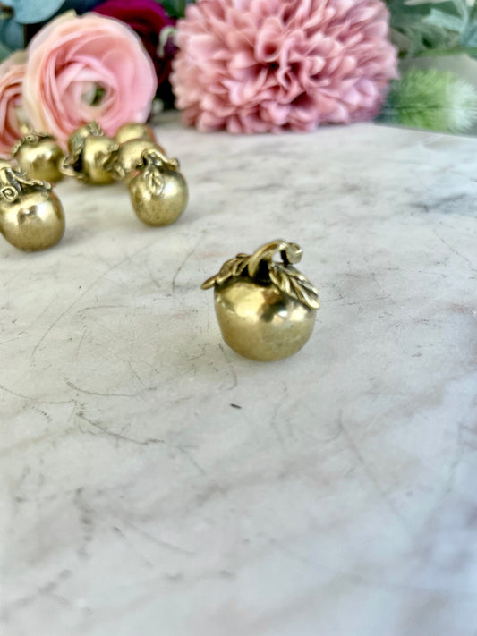 Cute Forbidden Fruit Apple Keyring, Solid brass small apple miniature, metal fruit pendant