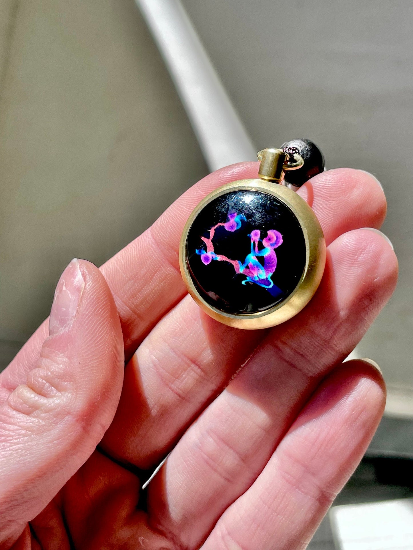 Luminous Brass and Lampwork Twelve Zodiac Turning Pendant keychain , Glow in the Dark, Good Luck Hand-woven Rope Chinese Horoscope Ornament