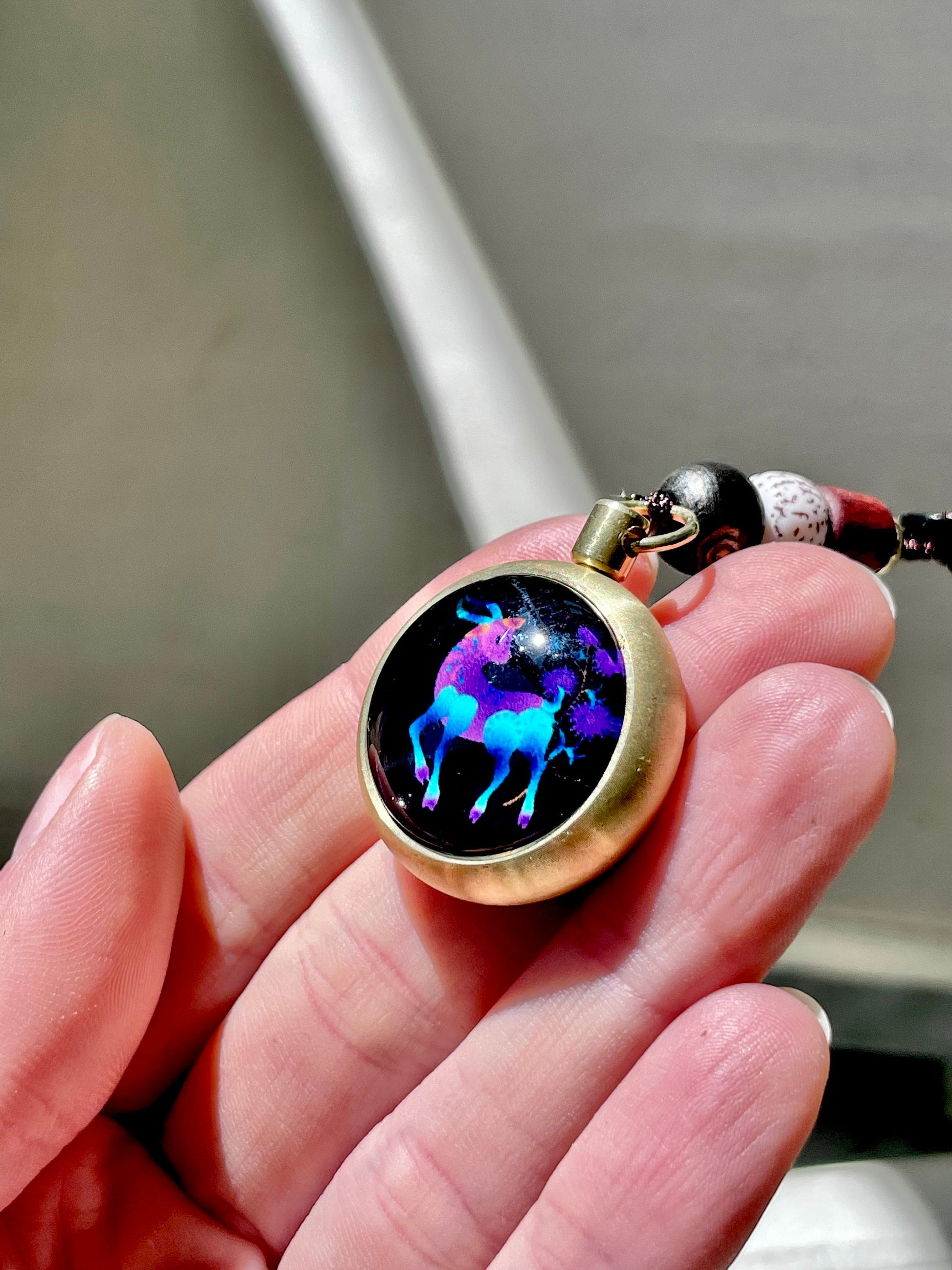 Luminous Brass and Lampwork Twelve Zodiac Turning Pendant keychain , Glow in the Dark, Good Luck Hand-woven Rope Chinese Horoscope Ornament