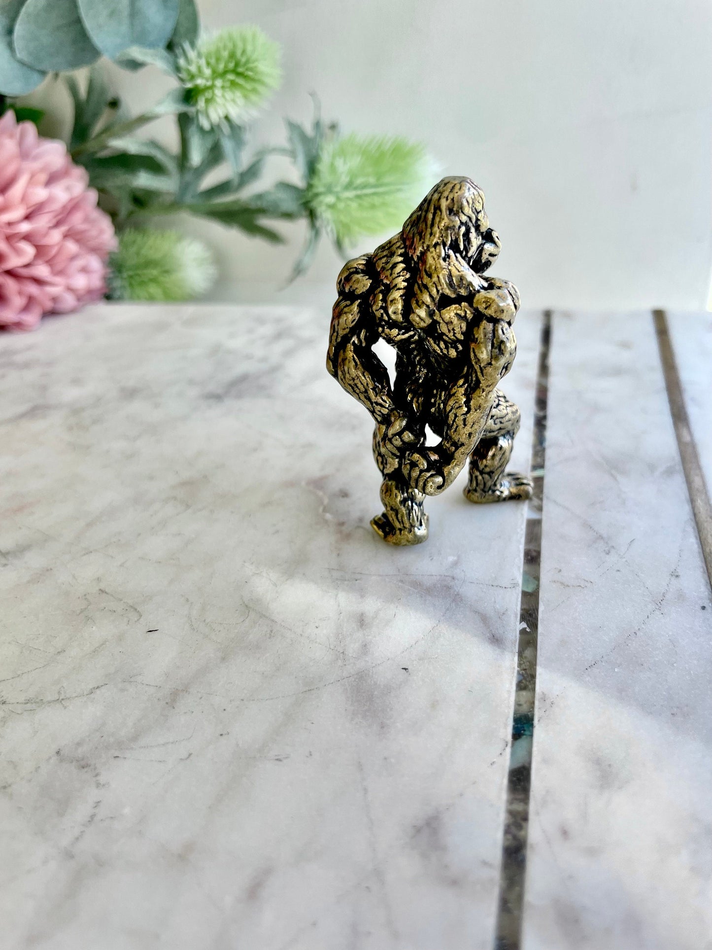 Gym lover, Fine craftsmanship, solid brass figurine, Gorilla athlete, Funny gift for bodybuilders, Ape, KingKong, Gift for him