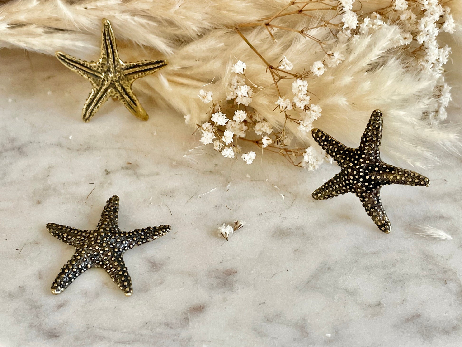Charming Solid Brass Starfish Miniature, Little Starfish Collectibles, Sea Creatures Starfish ornament