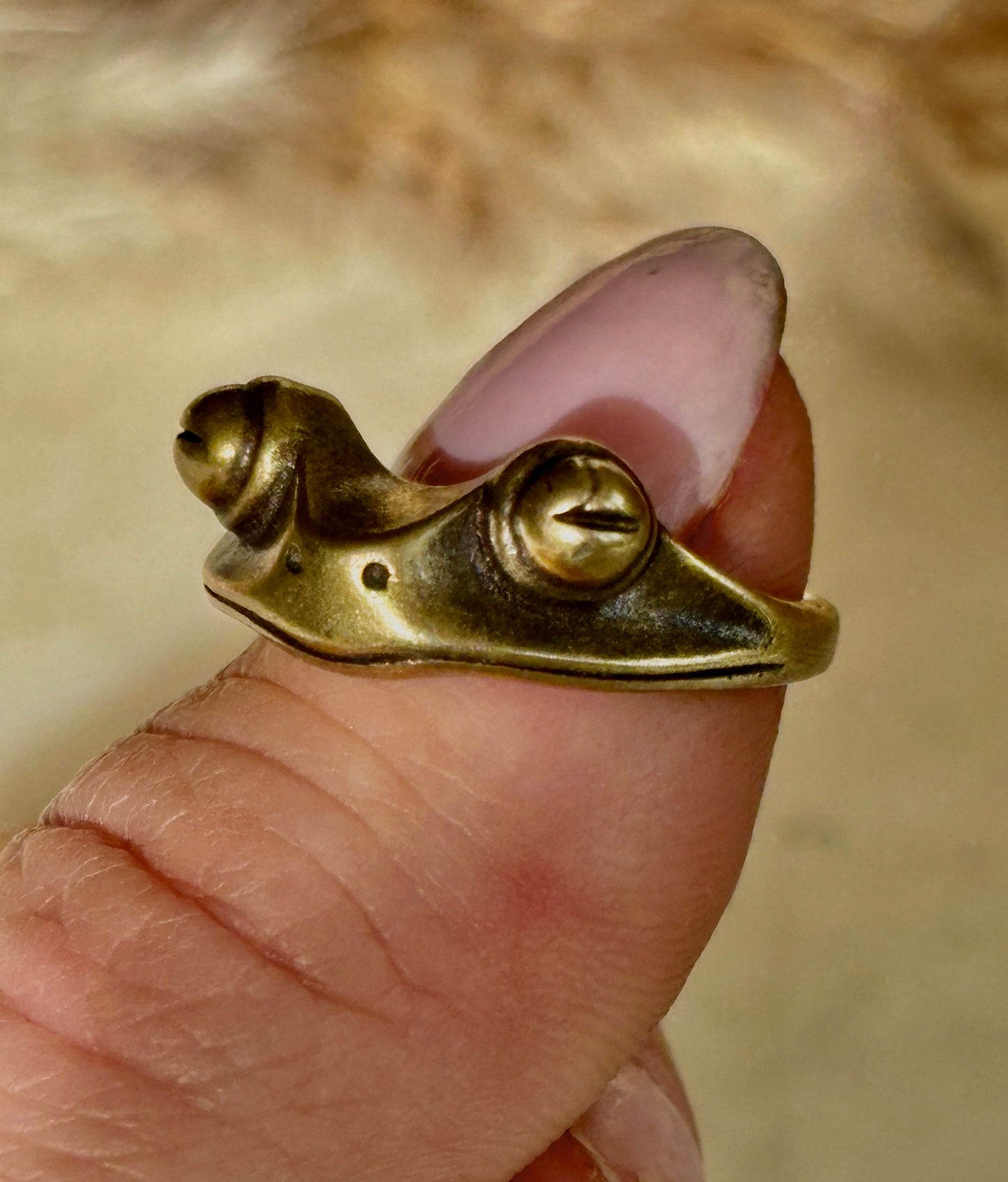 Golden Brass Froggy Ring, Adjustable Frog Ring, Streetwear Ring, unisex Ring, Women's Ring, Punk Ring, Streetwear Jewelery