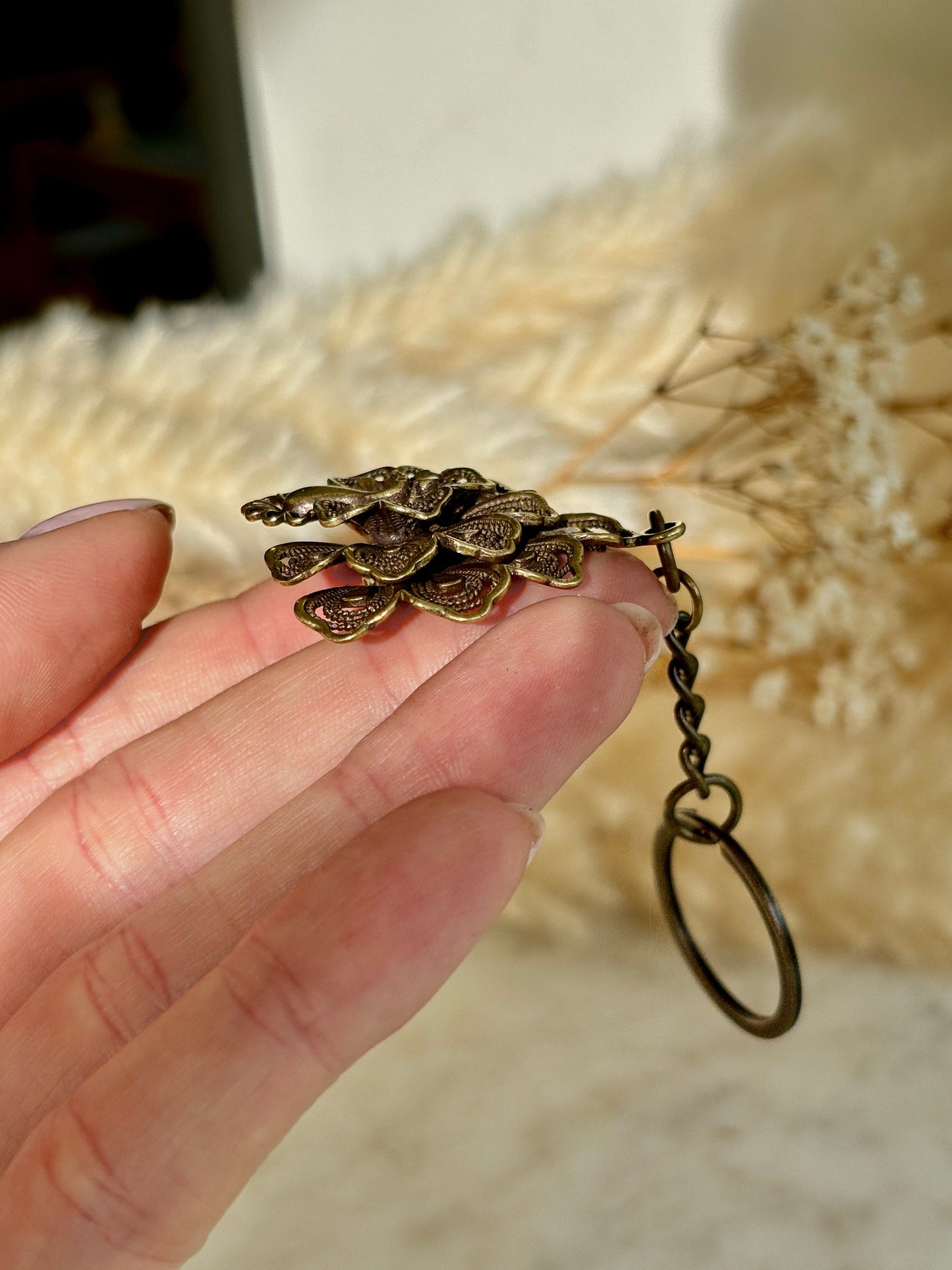 Stunning Solid brass Peacock Pendant, Metal Peacock keyring, old Style Golden color jewellery, Peacock Charm