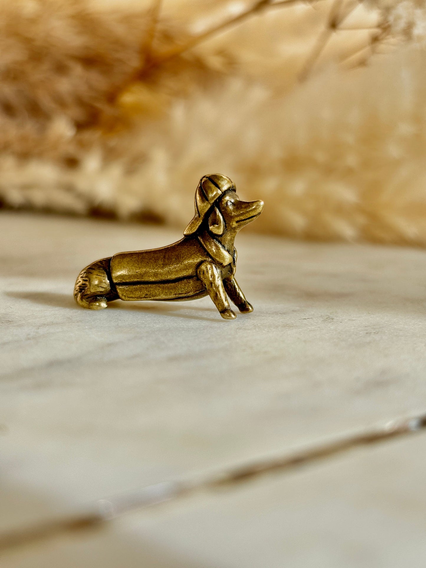 Adorable Tiny dachshund figurine, great gift for dachshund parents, metal sausage dog ornament, detective Dachshund funny ornament