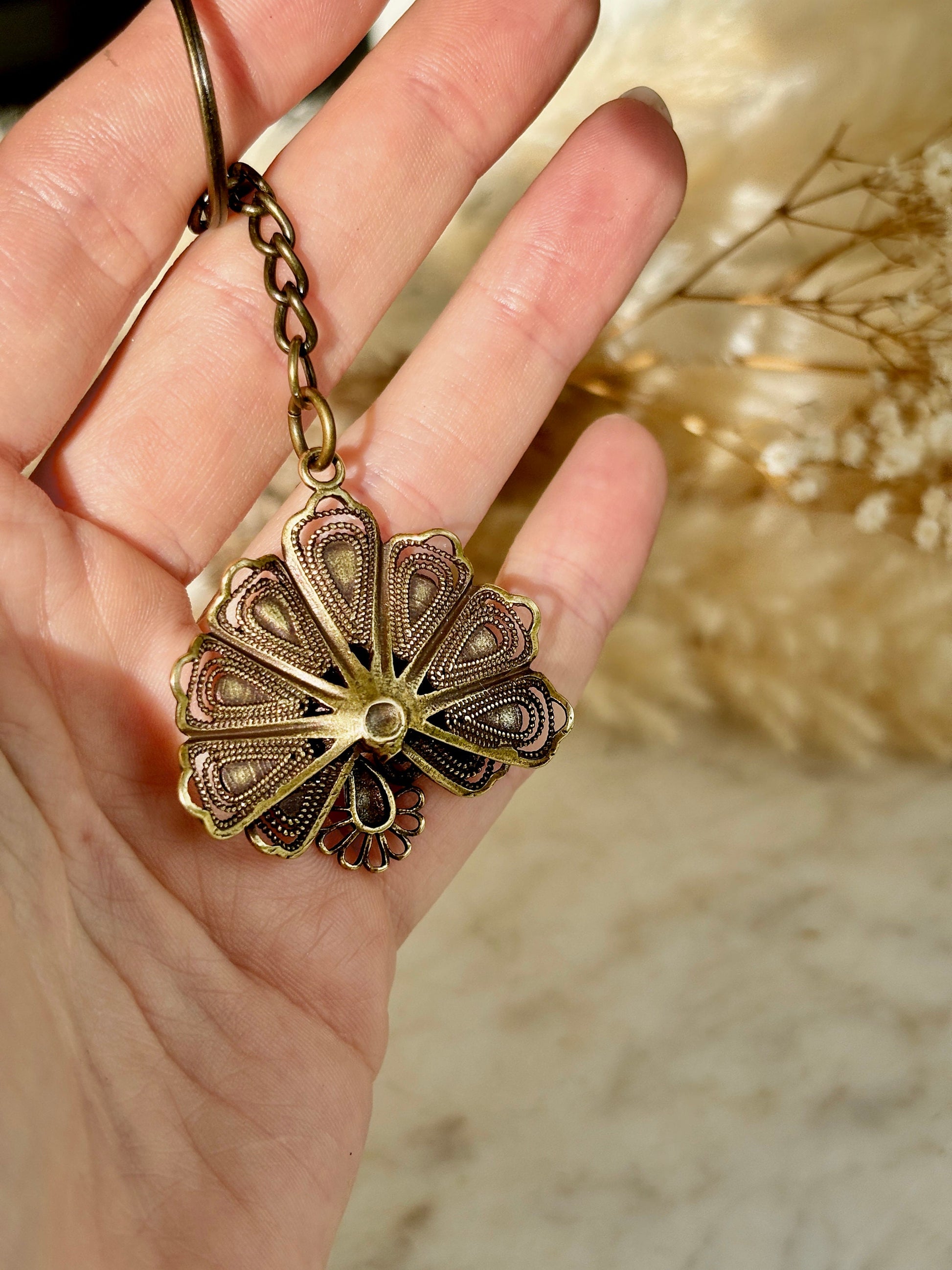 Stunning Solid brass Peacock Pendant, Metal Peacock keyring, old Style Golden color jewellery, Peacock Charm