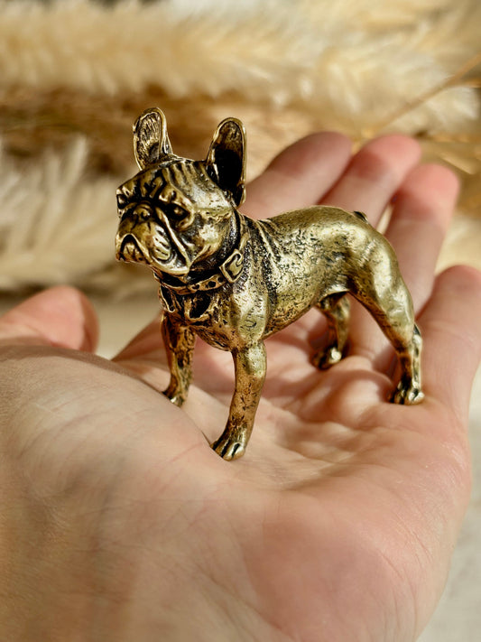 Solid brass French Bull dog Statue, Metal bulldog Statuette, Franchie lover gift, Creative Desktop decoration, Bull Dog Miniatures