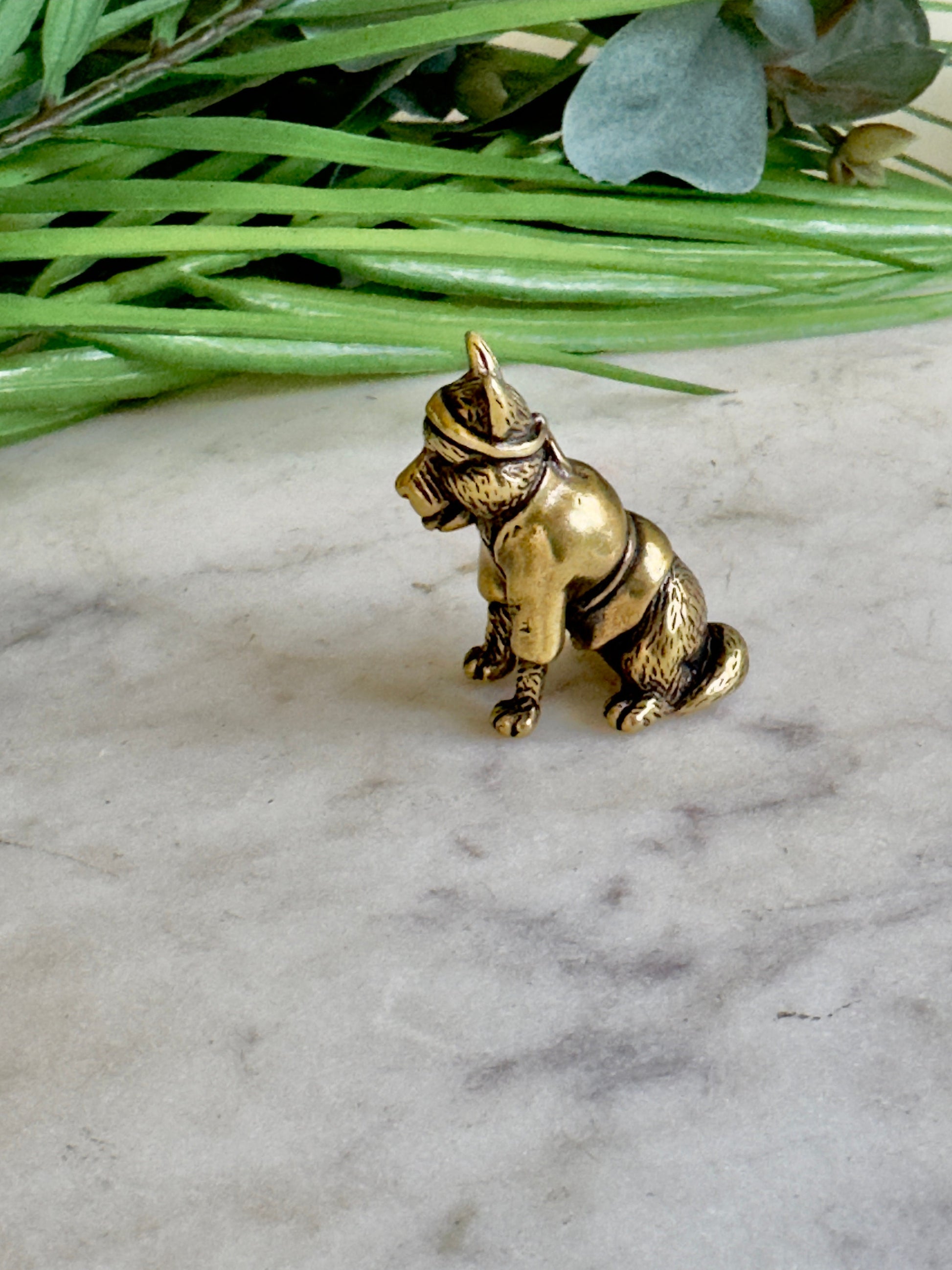 Karate dog figurine, Solid brass Akita figurine, Husky statuette, great gift for martial art lovers, Desktop decoration, judo friend