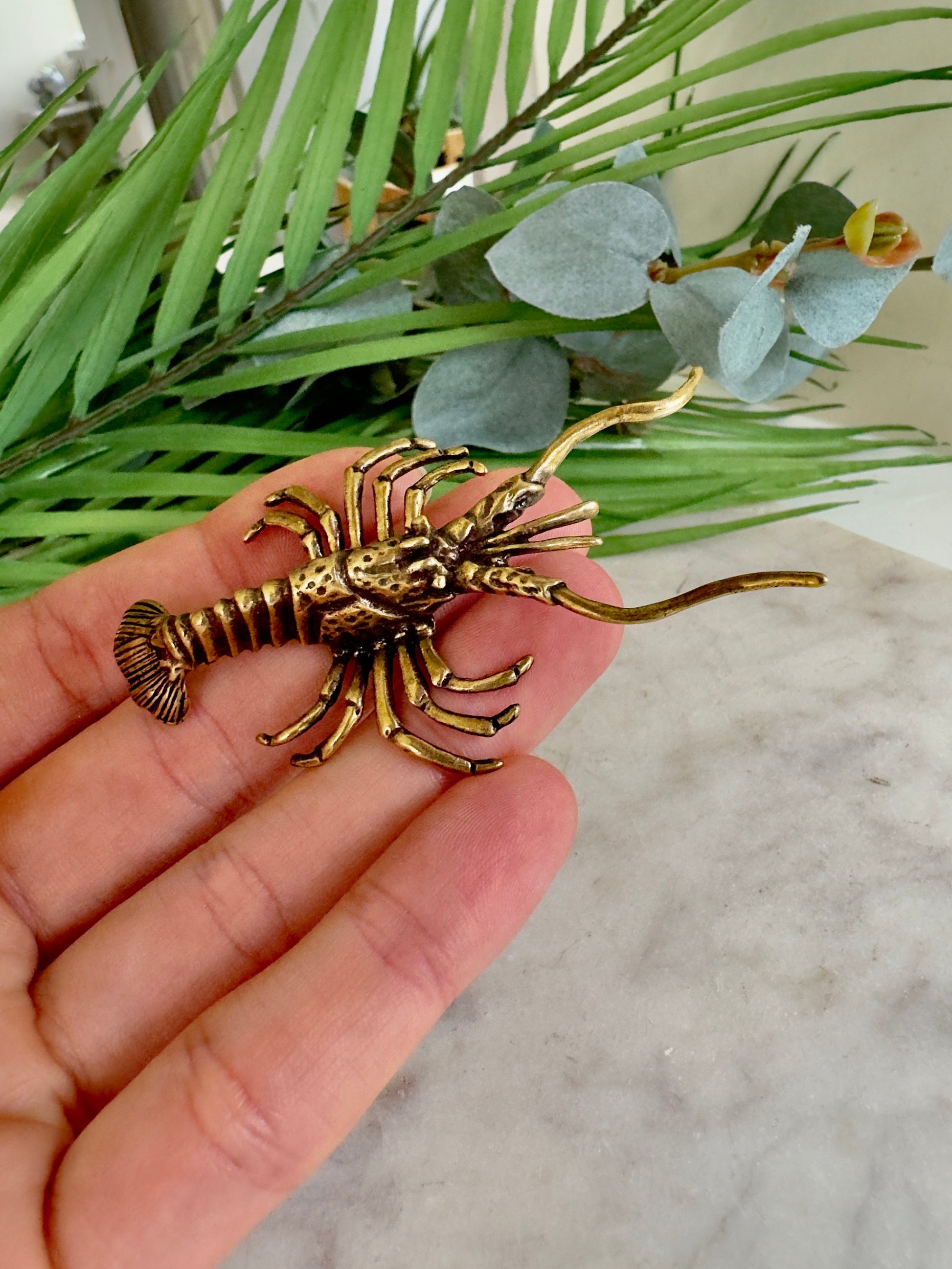 Nautical Brass Lobster Sculpture, Perfect Gift for Seafood Lovers & Ocean Enthusiasts, Unique Desktop Decor, Christmas Surprise