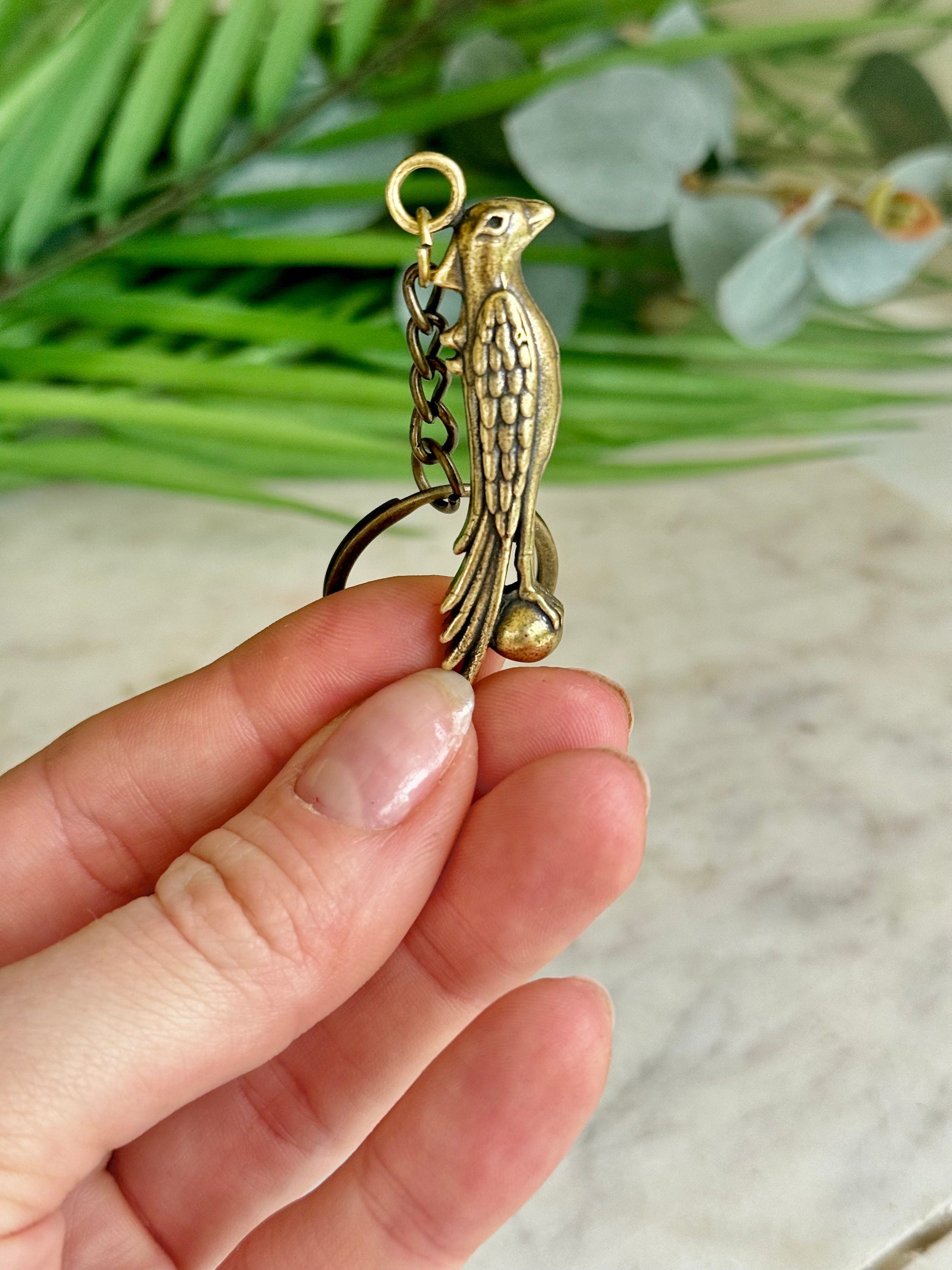 Nobel Phoenix pendant, Bird of paradise Brass pendant, creative keychain, Curious bird charm, parrot Keychain