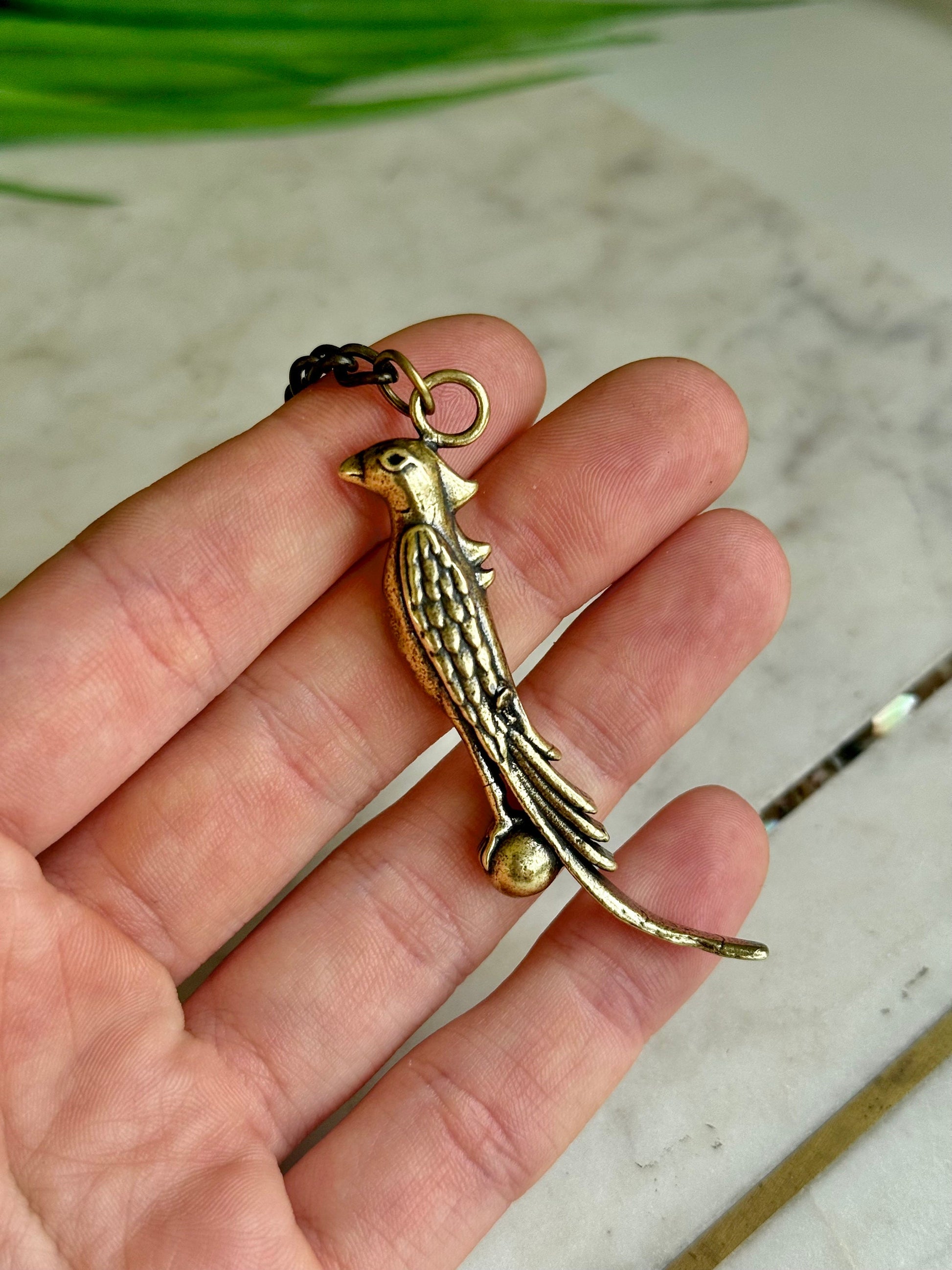 Nobel Phoenix pendant, Bird of paradise Brass pendant, creative keychain, Curious bird charm, parrot Keychain