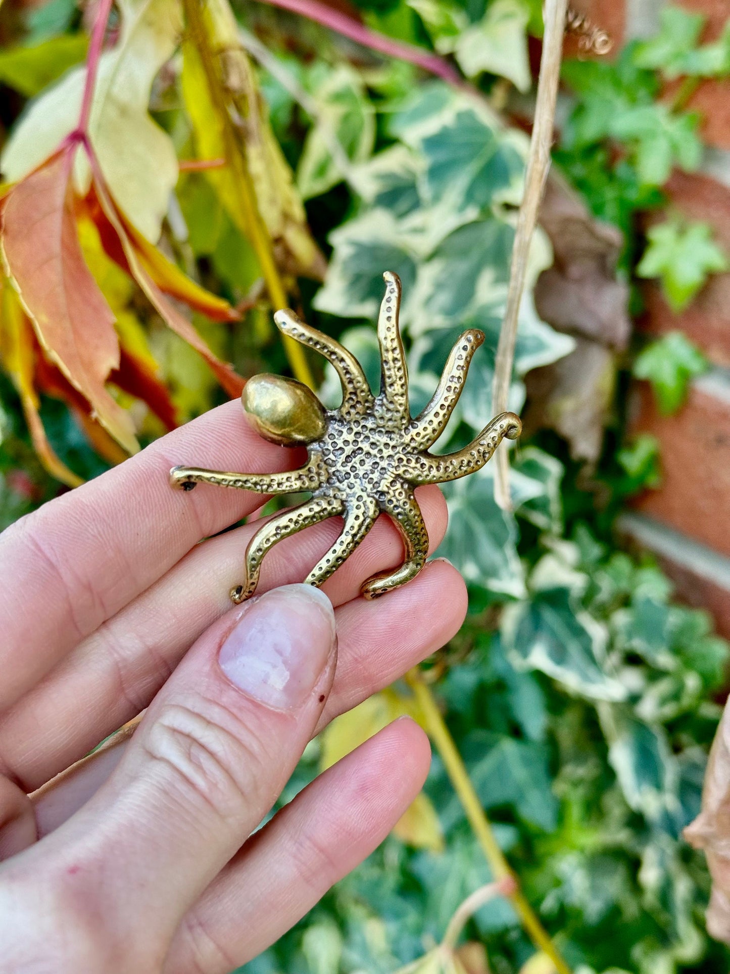 Solid Brass Octopus, calamari Miniature Figurine, Sea animals ornament, Home Decor, Collectible miniature, sea lover Gift, UK Seller