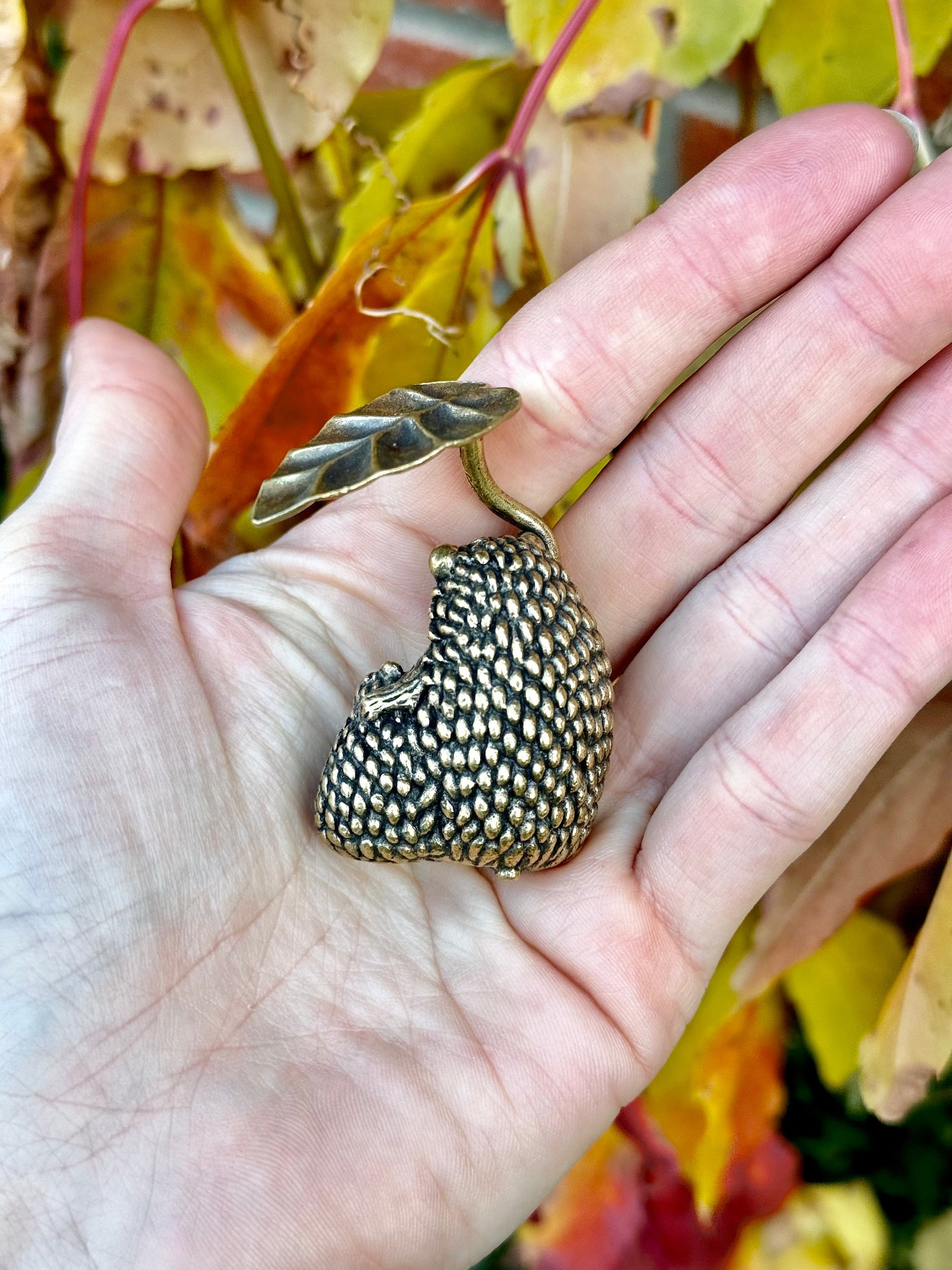 Happy Hedgehog family miniature, solid brass hedgehogs figurines, Forest animal, Fine craftsmanship, Little hedgehogs ornament