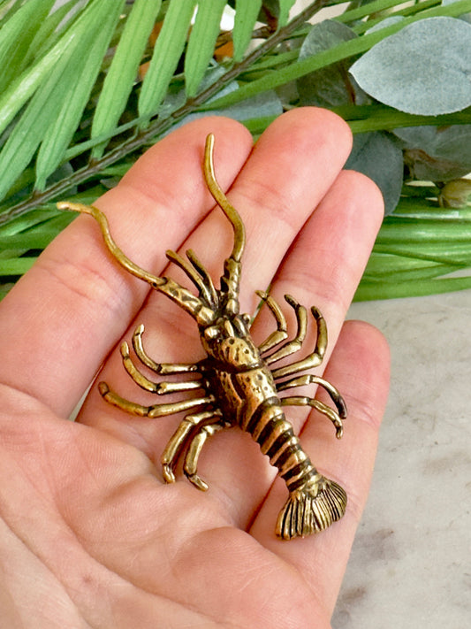 Nautical Brass Lobster Sculpture, Perfect Gift for Seafood Lovers & Ocean Enthusiasts, Unique Desktop Decor, Christmas Surprise