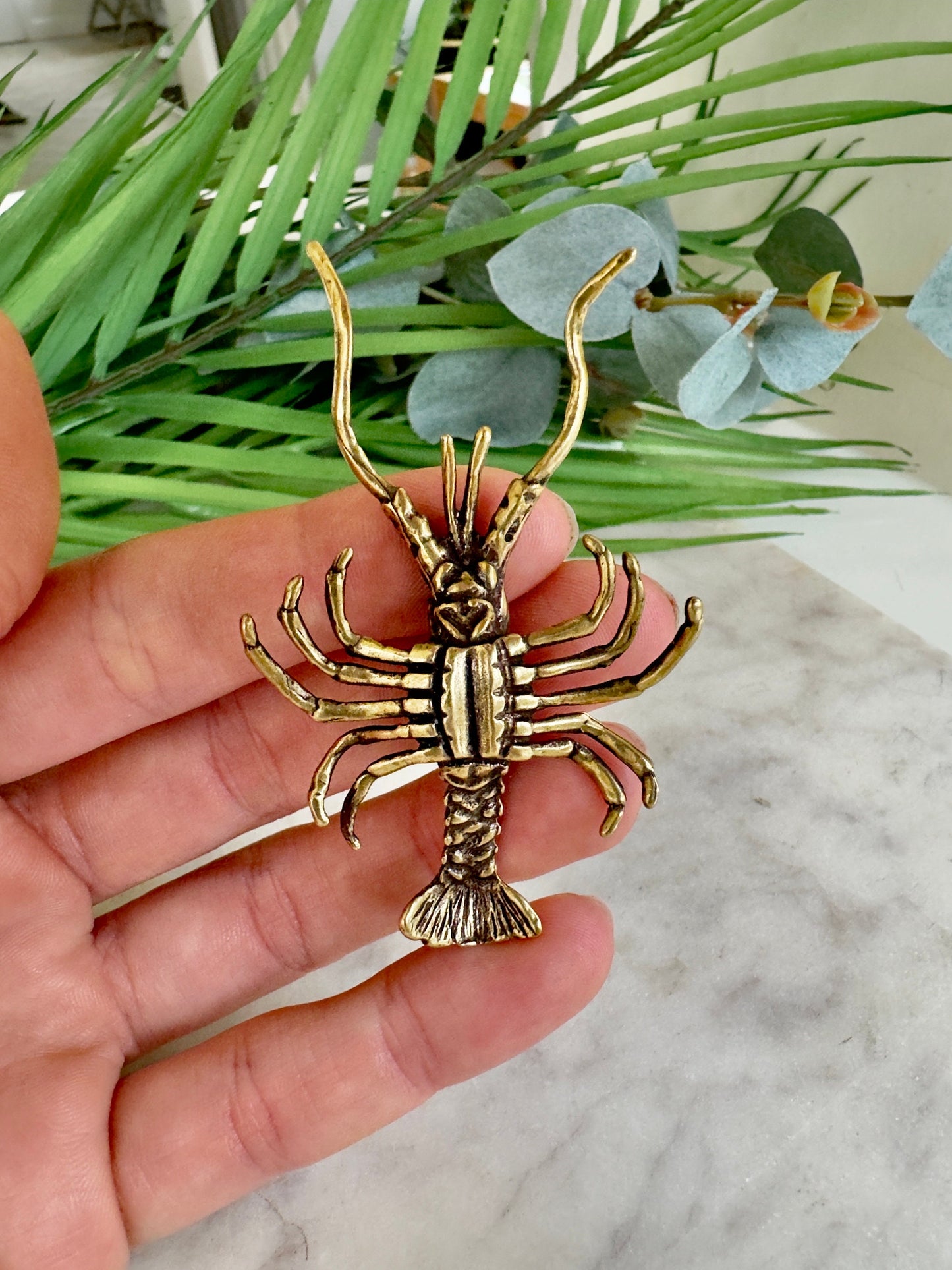 Nautical Brass Lobster Sculpture, Perfect Gift for Seafood Lovers & Ocean Enthusiasts, Unique Desktop Decor, Christmas Surprise