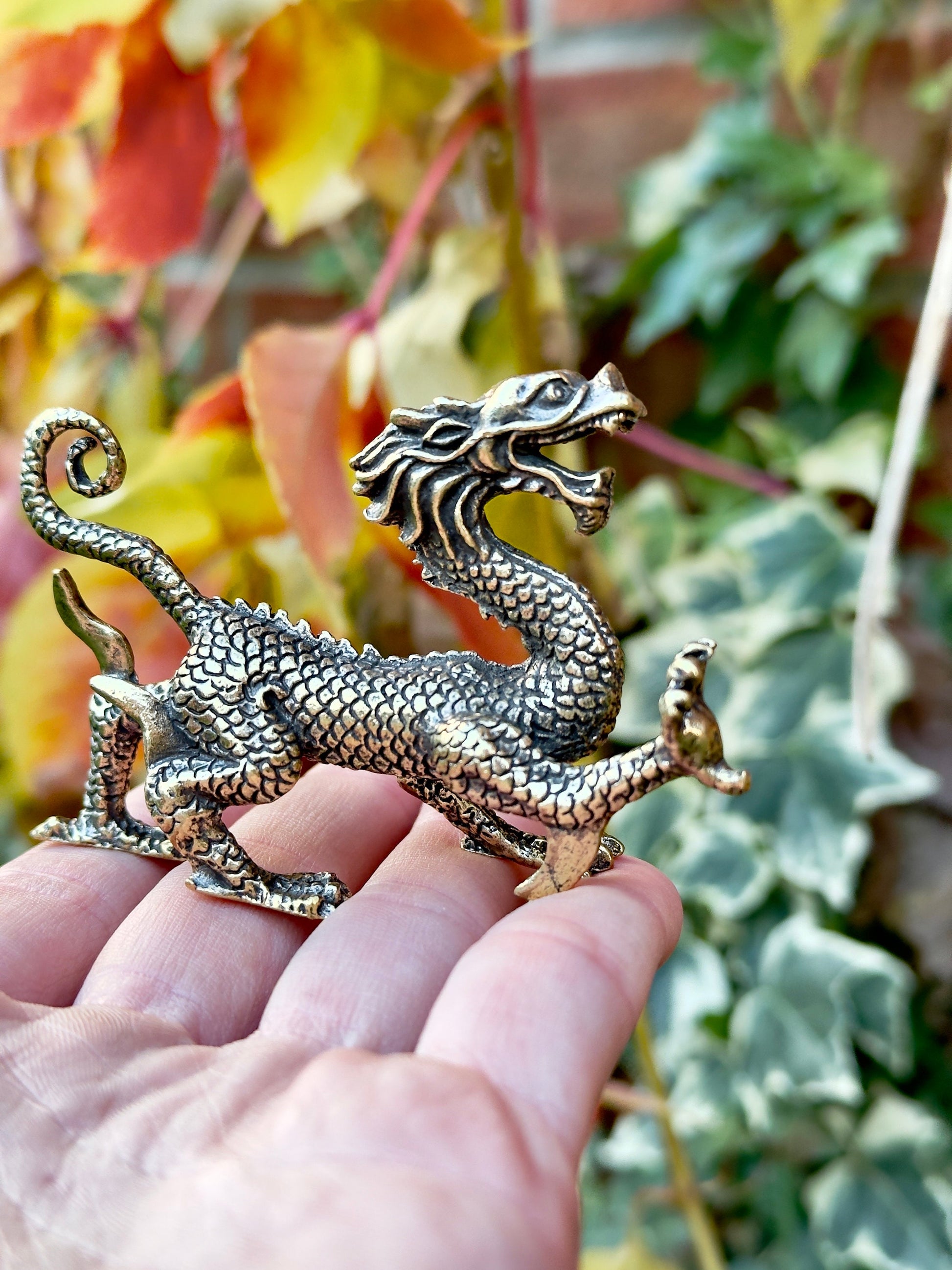Qilin Foo Dog Dragon Lion, Chinese Bronze Feng Shui Animal Kylin Unicorn Statue, Rare China Loong figure, Wealth fly Chi-lin
