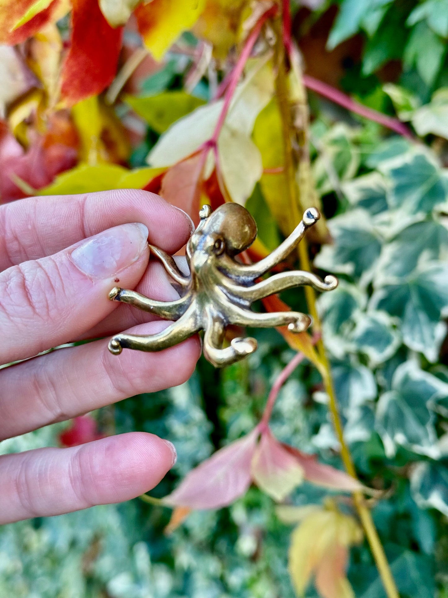 Solid Brass Octopus, calamari Miniature Figurine, Sea animals ornament, Home Decor, Collectible miniature, sea lover Gift, UK Seller